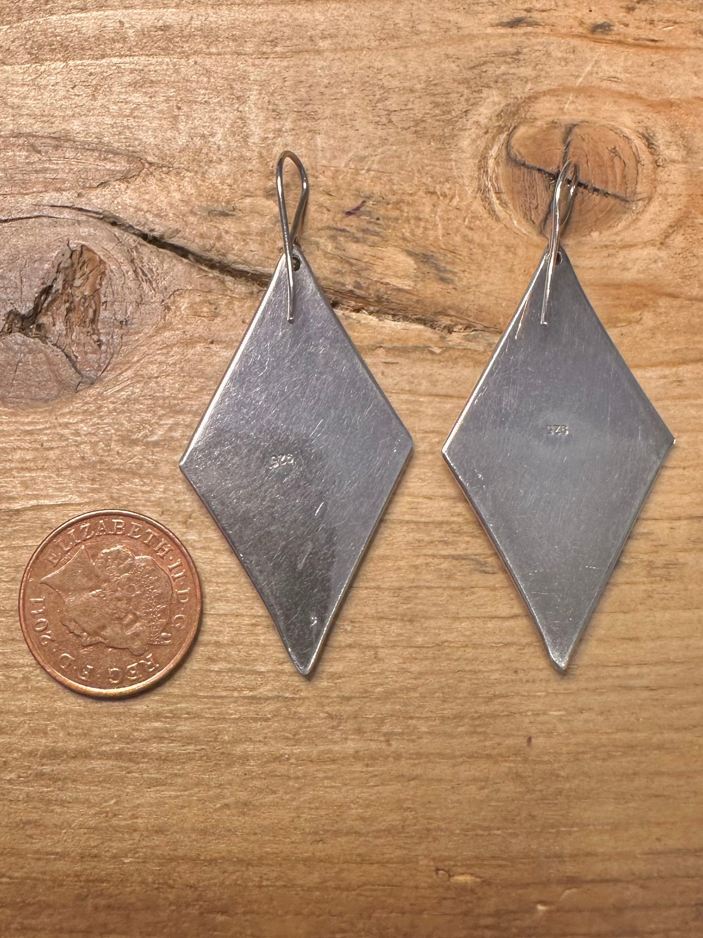 Abstract Brutalist Diamond Shaped 925 Silver Earrings