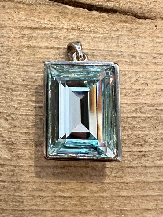 Vintage Blue Stone Shiny 925 Silver Pendant