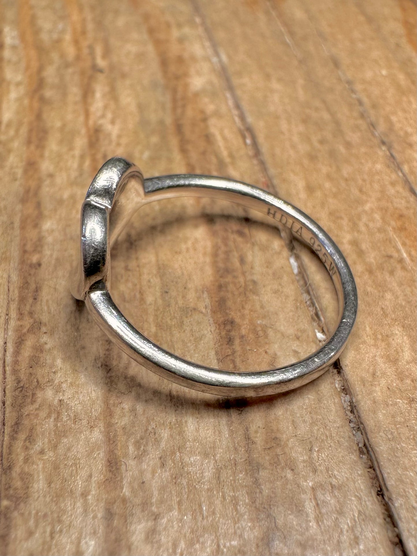 Vintage Heart Diamond 925 Sterling Silver Size L1/2 Ring