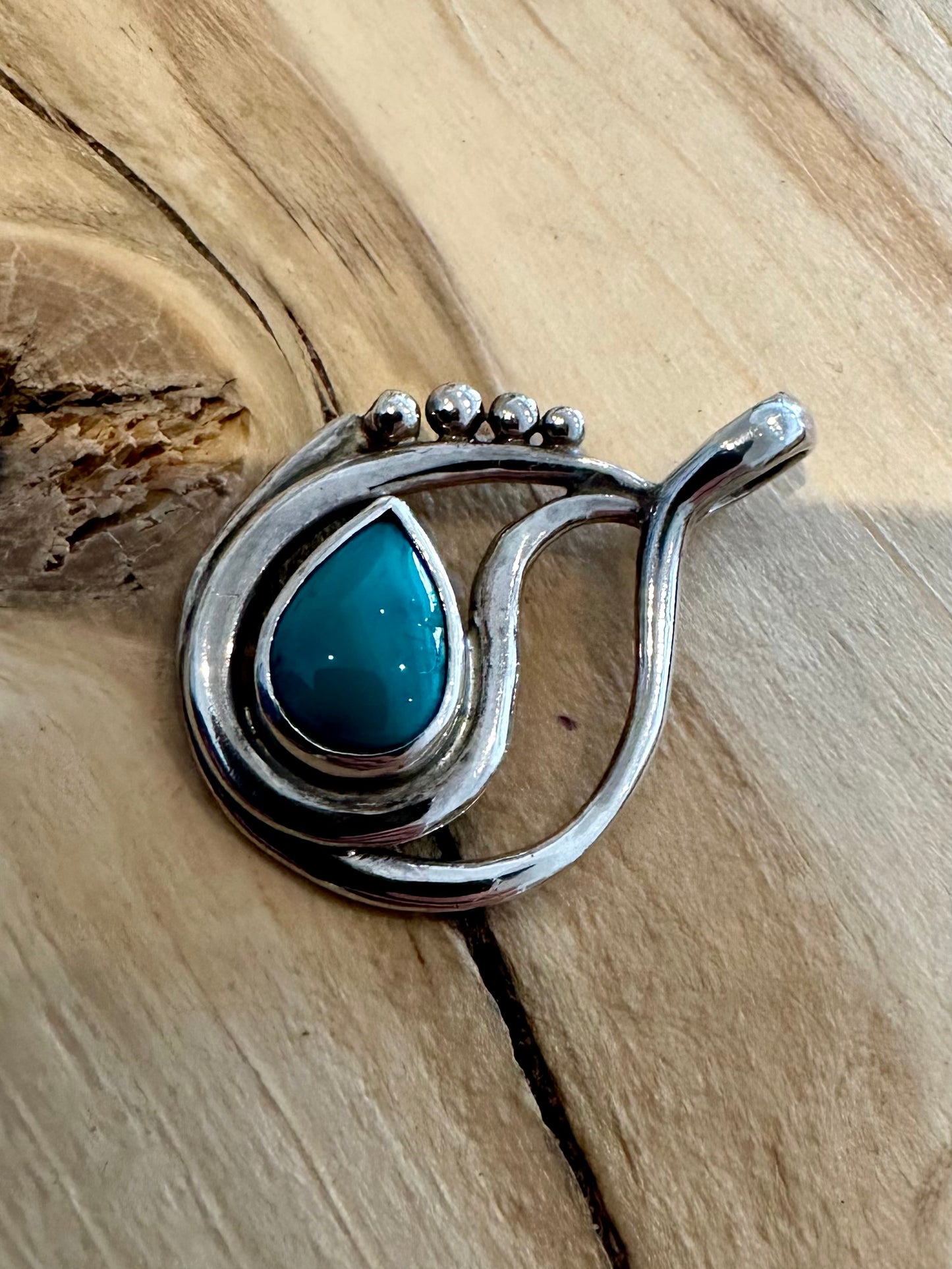 Abstract Turquoise 925 Silver Pendant