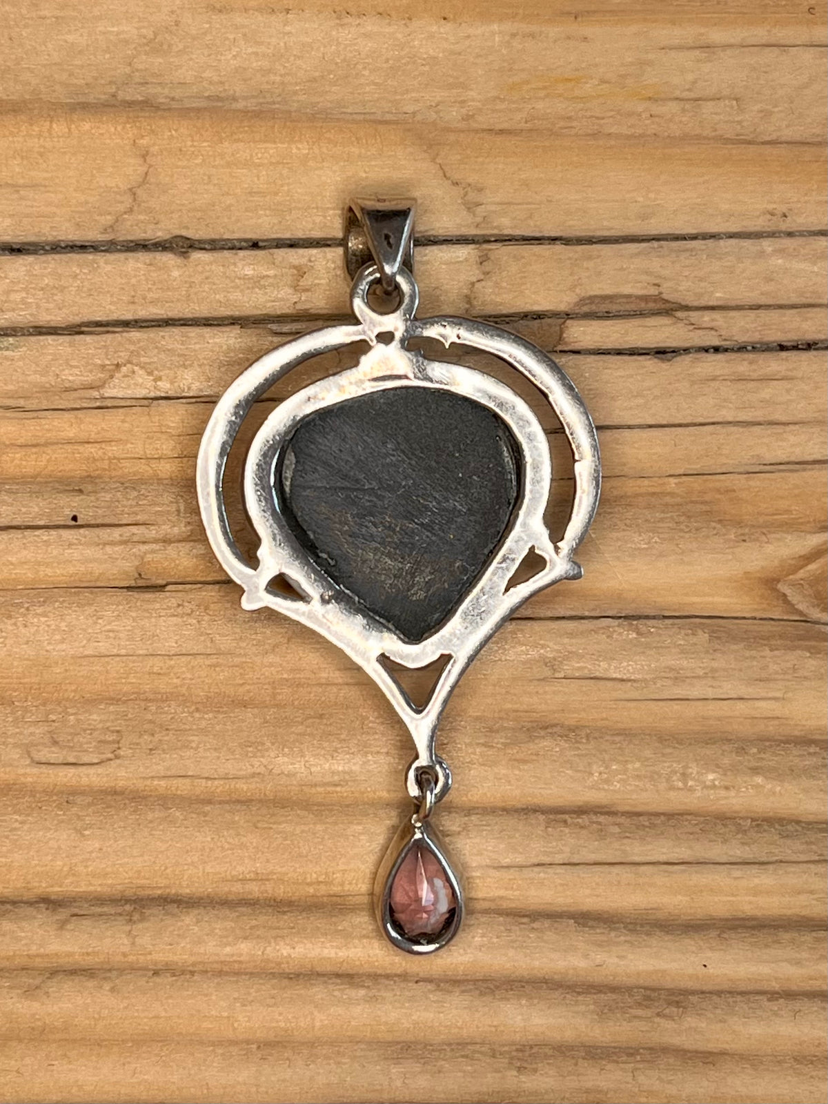 Black Onyx and Amethyst Tiered 925 Sterling Silver Pendant