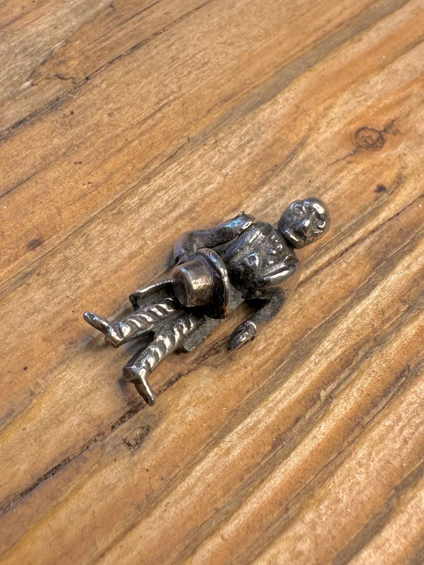 Articulated Top Hat Suit Man 925 Sterling Silver Charm Pendant