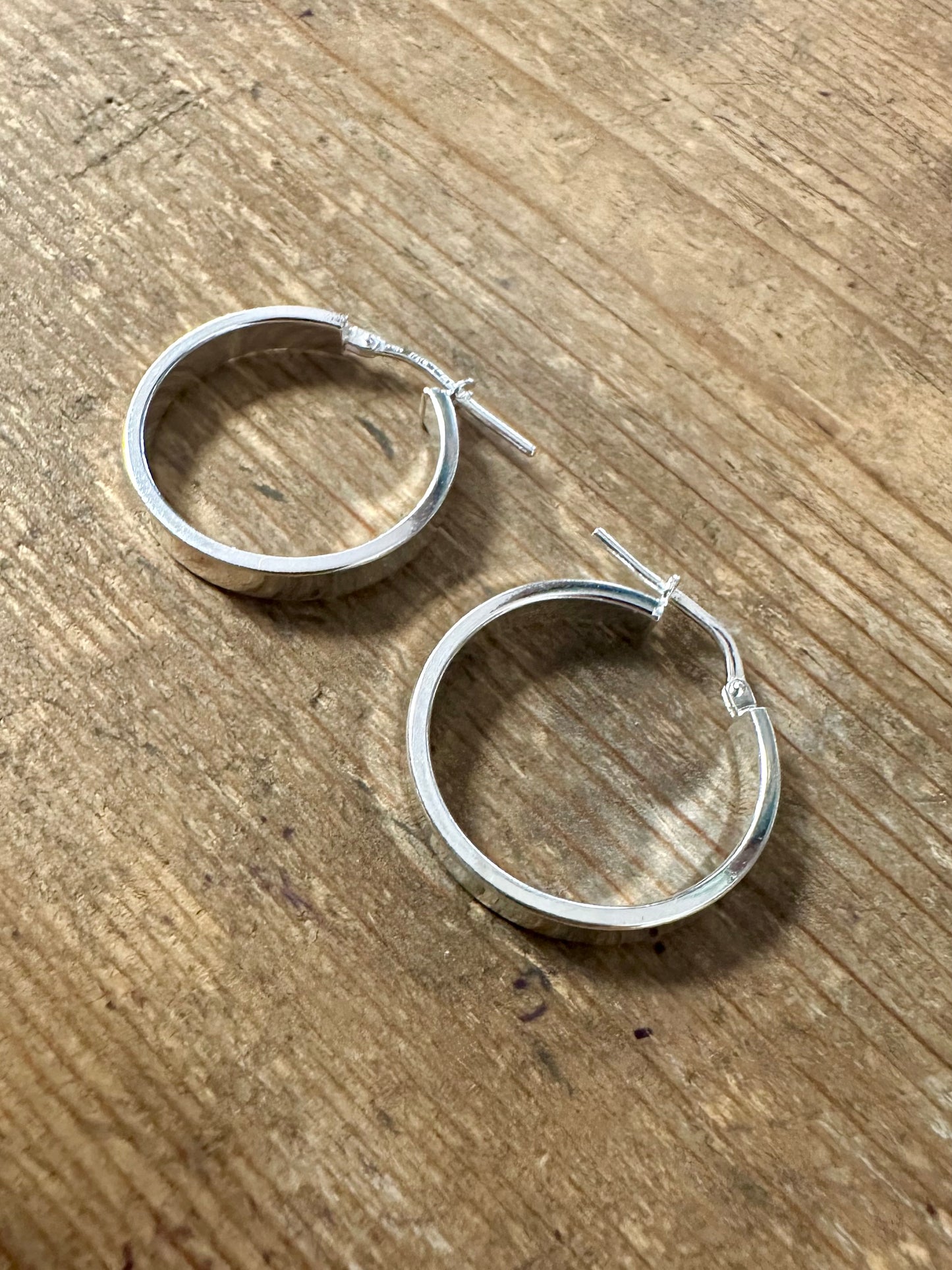 Modern Thick Italian Hoops 925 Silver Earrings