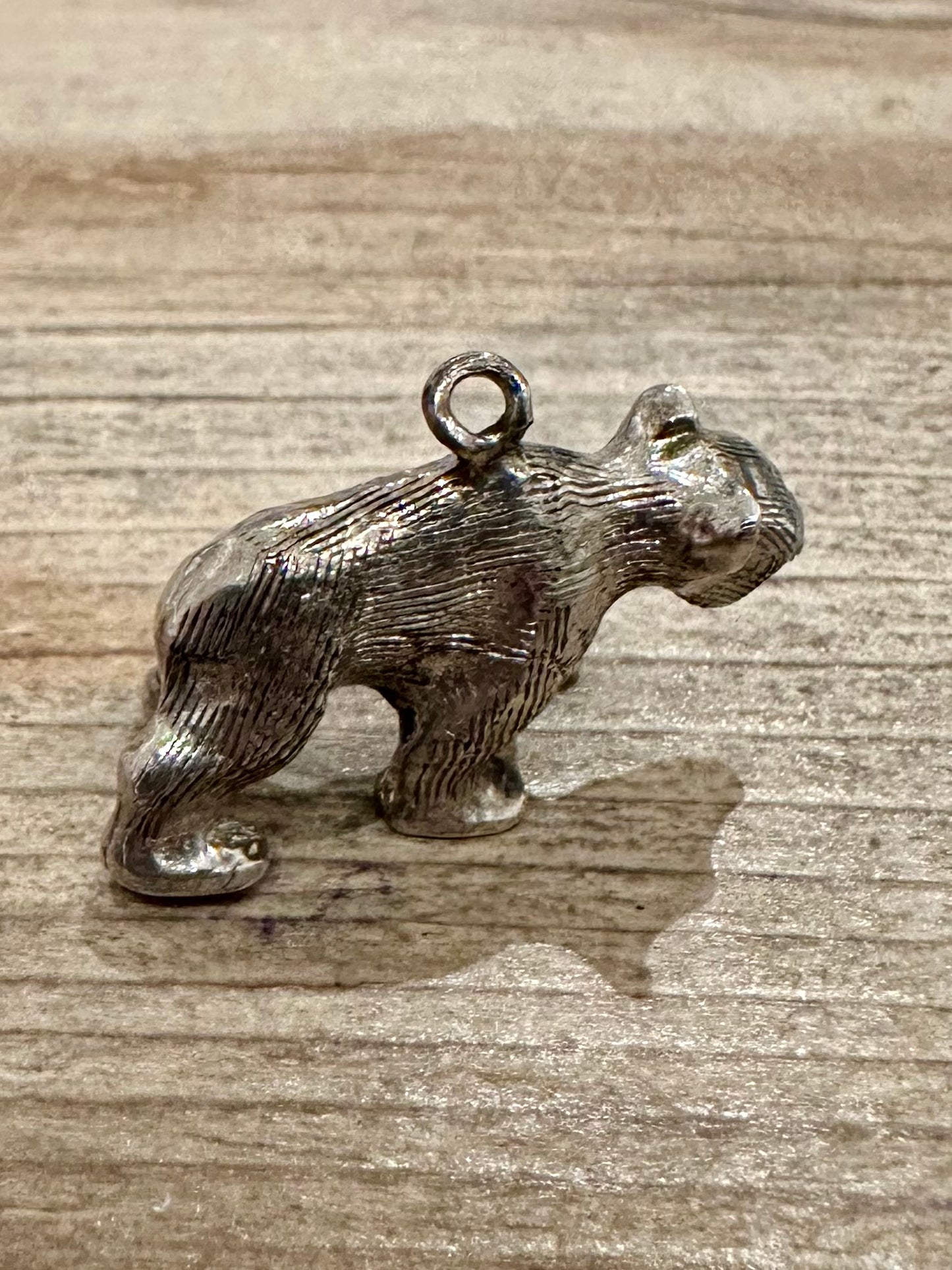 Vintage Bear Textured Solid 925 Silver Charm Pendant