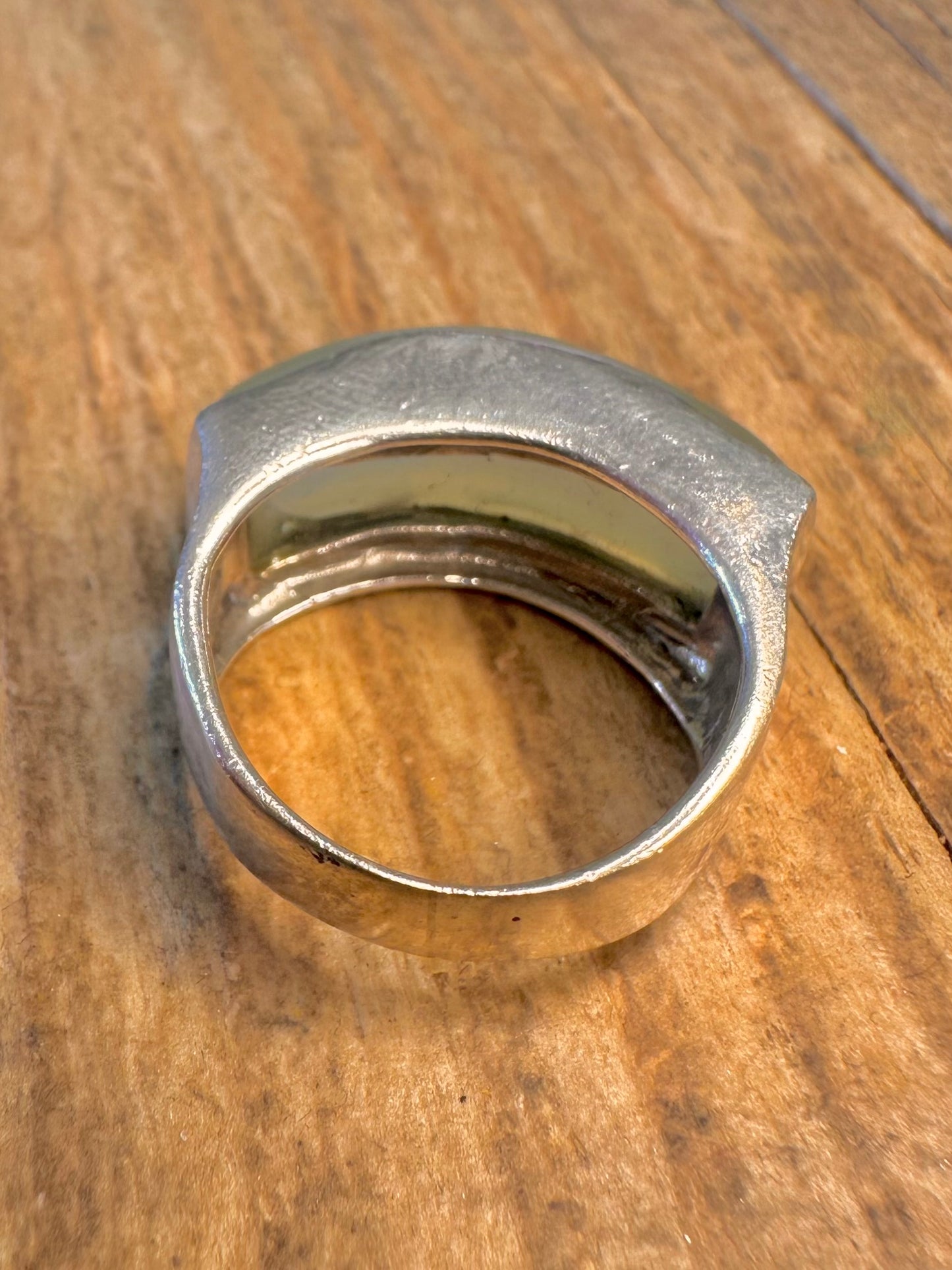 Jade Green Bar 925 Sterling Silver Size N Ring