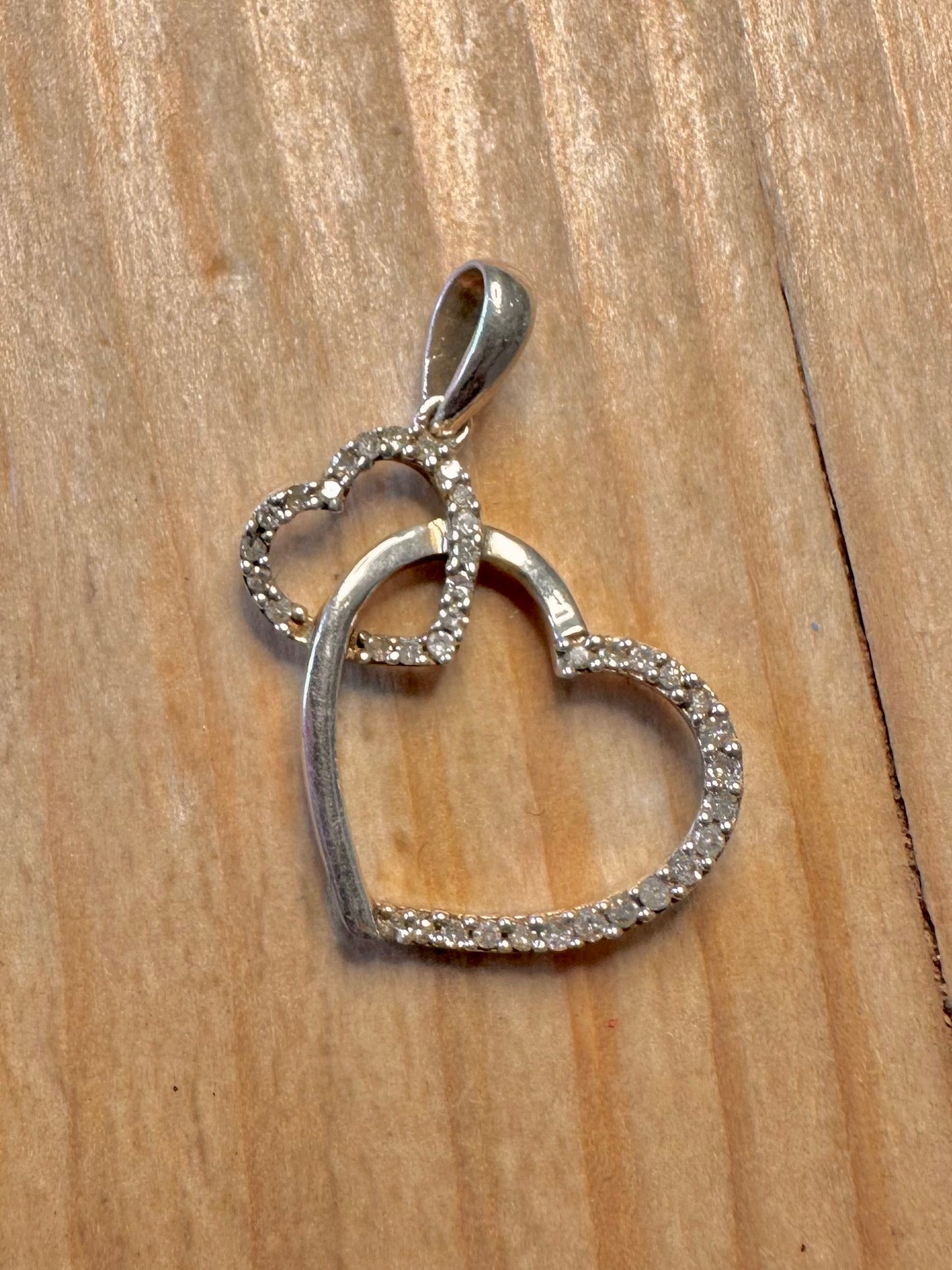 Vintage Heart Diamonds 0.25ct 925 Sterling Silver Pendant