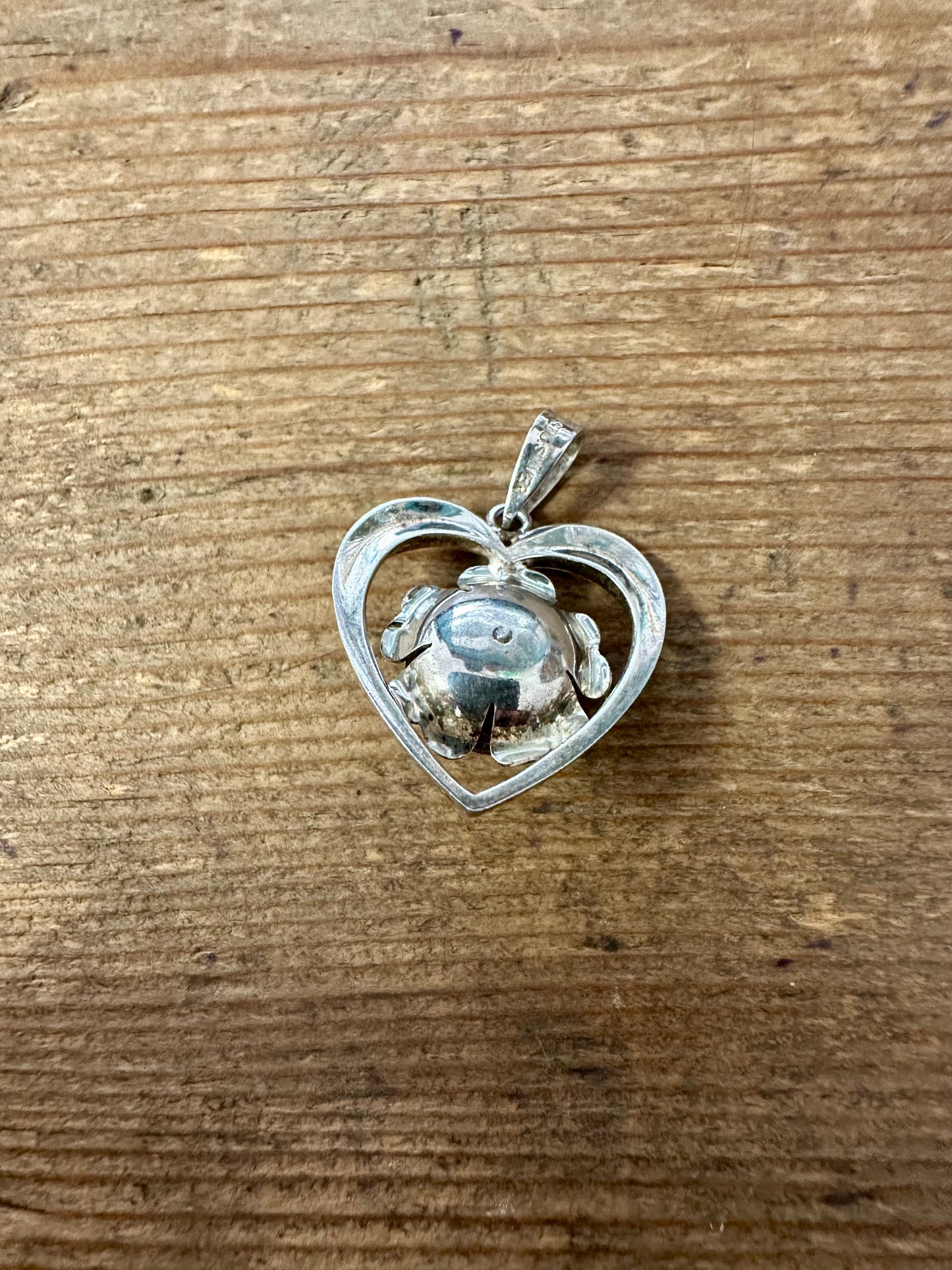 Vintage Heart Flower 925 Silver Pendant