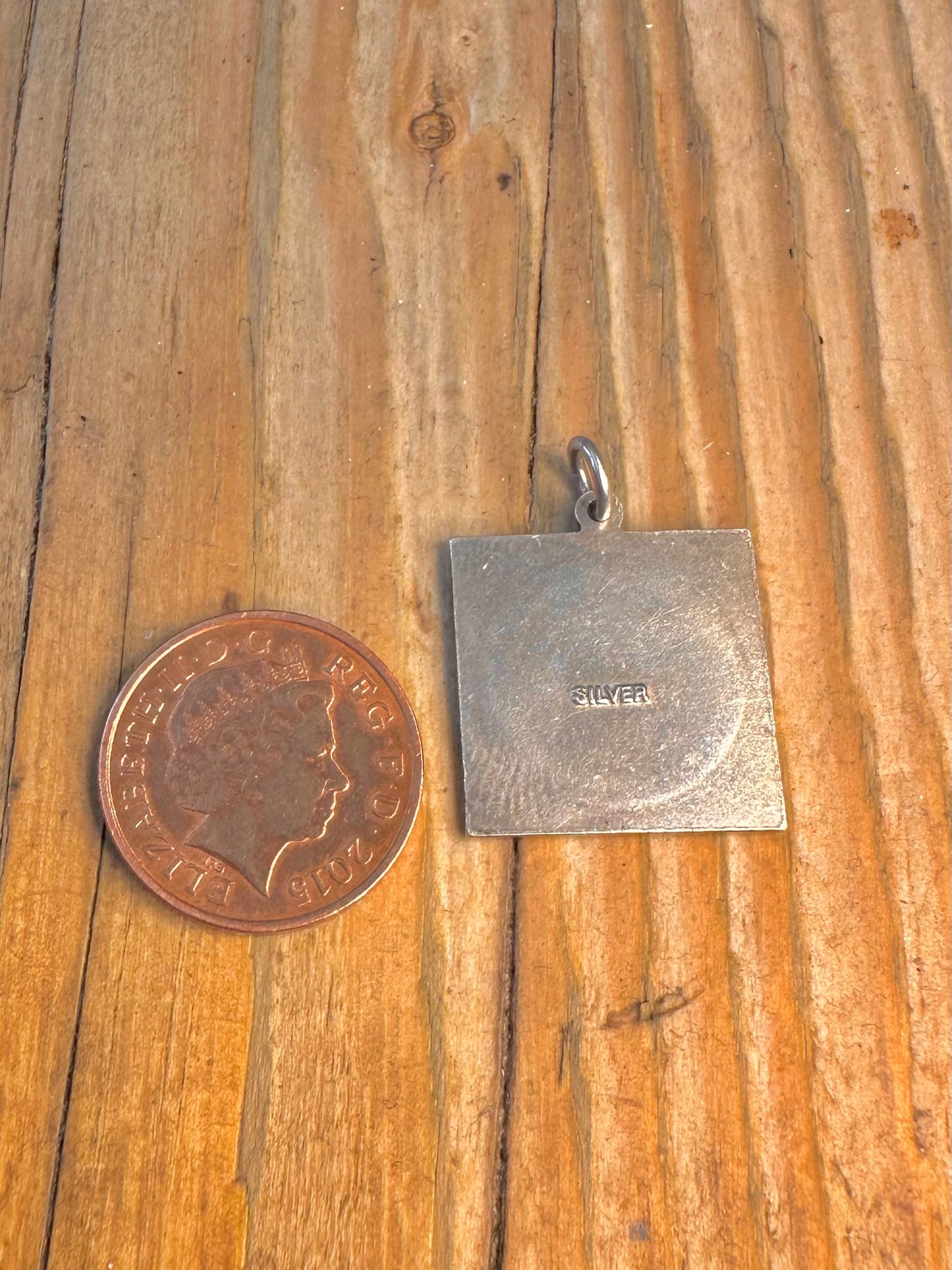 St Christopher Square Textured 925 Sterling Silver Pendant