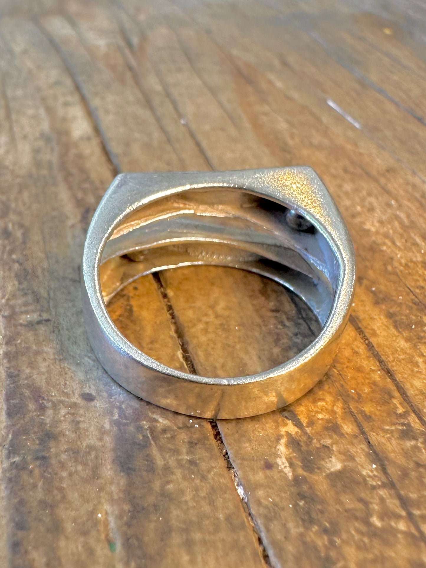 Abstract Overlapping Rectangles 925 Sterling Silver Size Q Ring