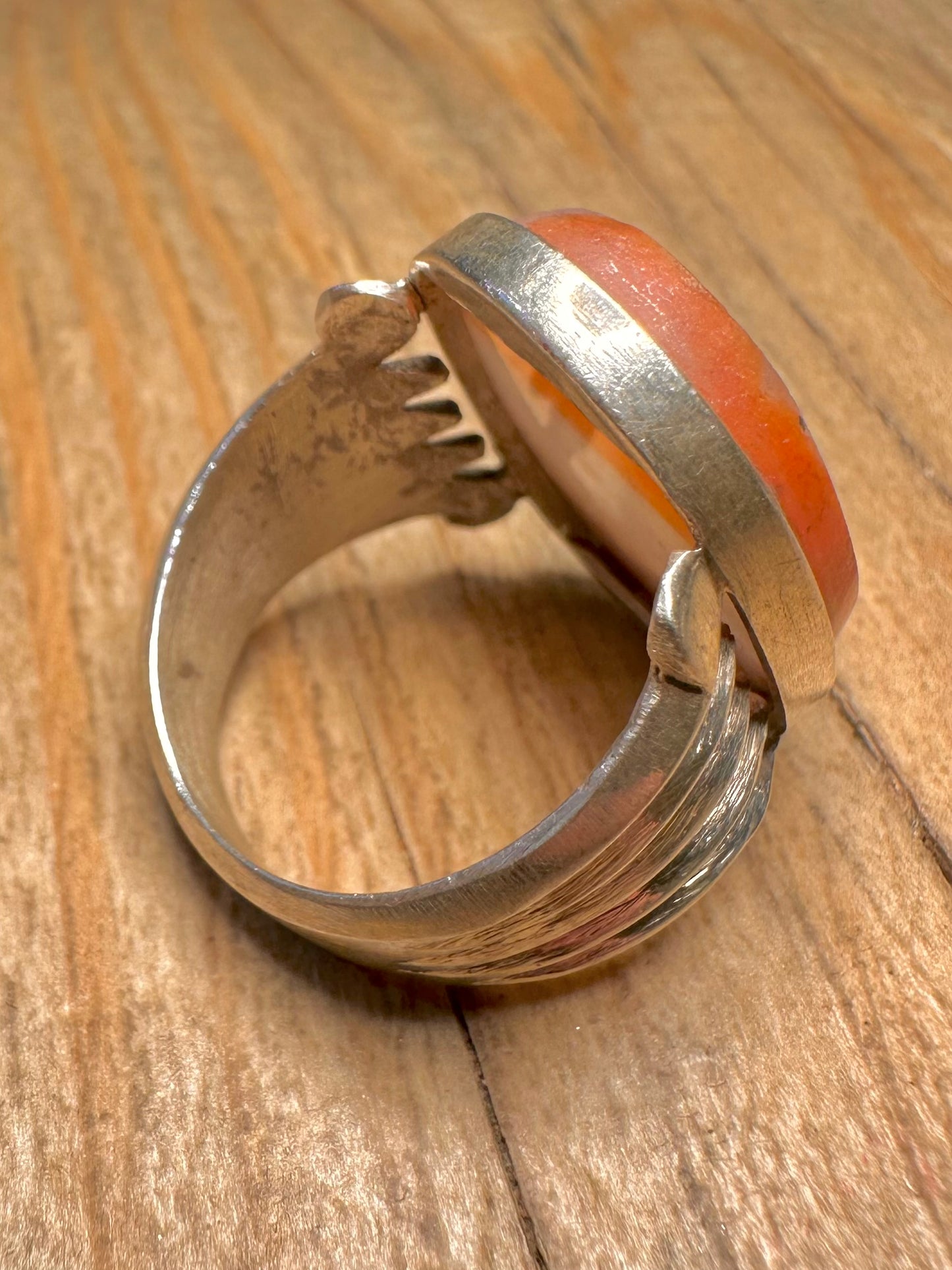 Vintage Carnelian Intaglio Head 925 Sterling Silver Size U Ring