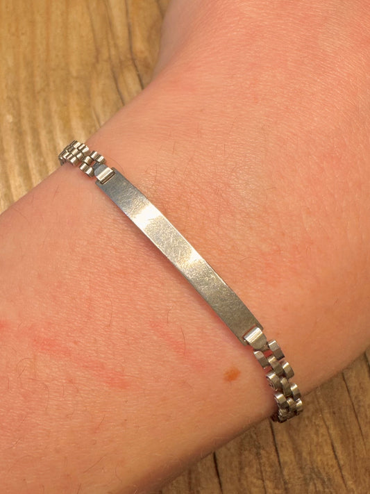 Vintage 1981 Identity Bar Unique Chain 925 Sterling Silver 7.5 inch Bracelet