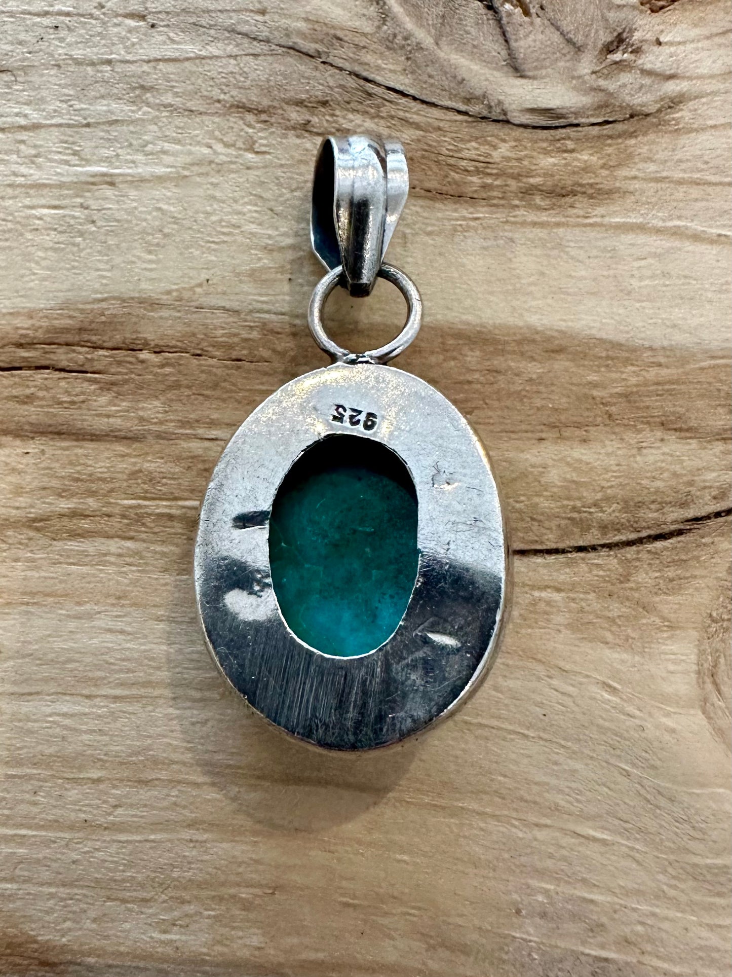 Vintage Oval Turquoise 925 Silver Pendant