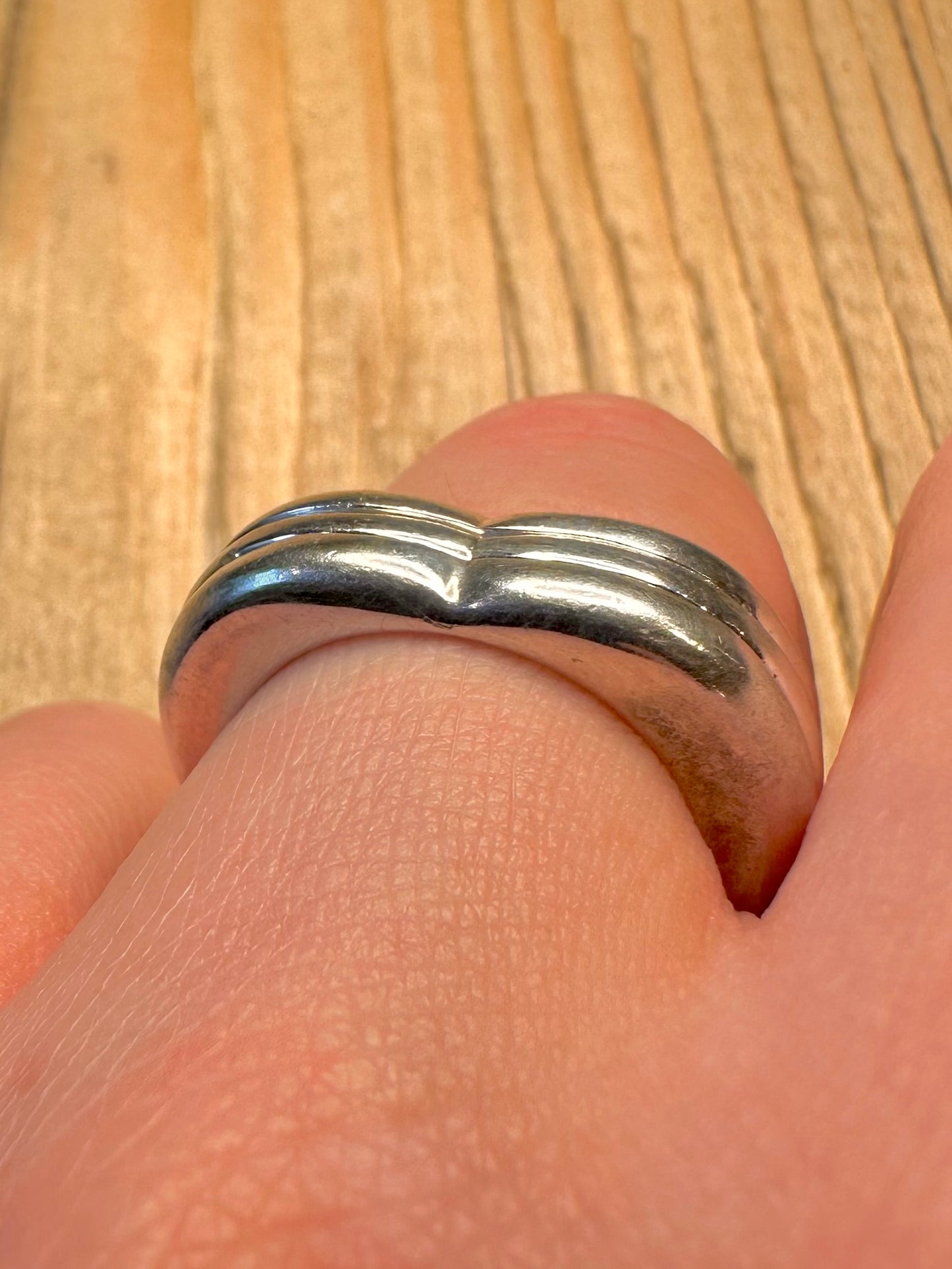 Vintage Links of London Three Heart Layer 925 Sterling Silver Size P Ring