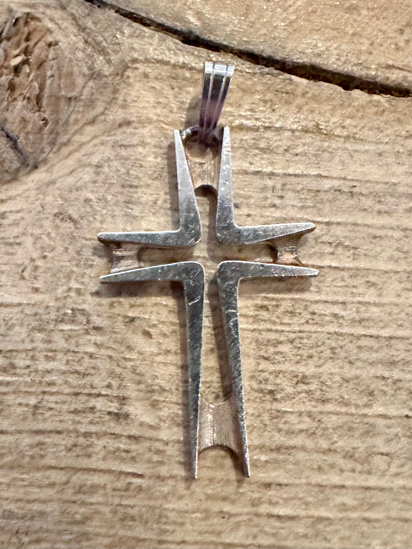 Vintage Abstract Cross 925 Sterling Silver Pendant