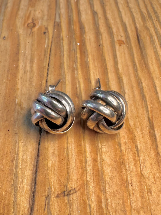 Chunky Knot Stud 925 Sterling Silver Earrings