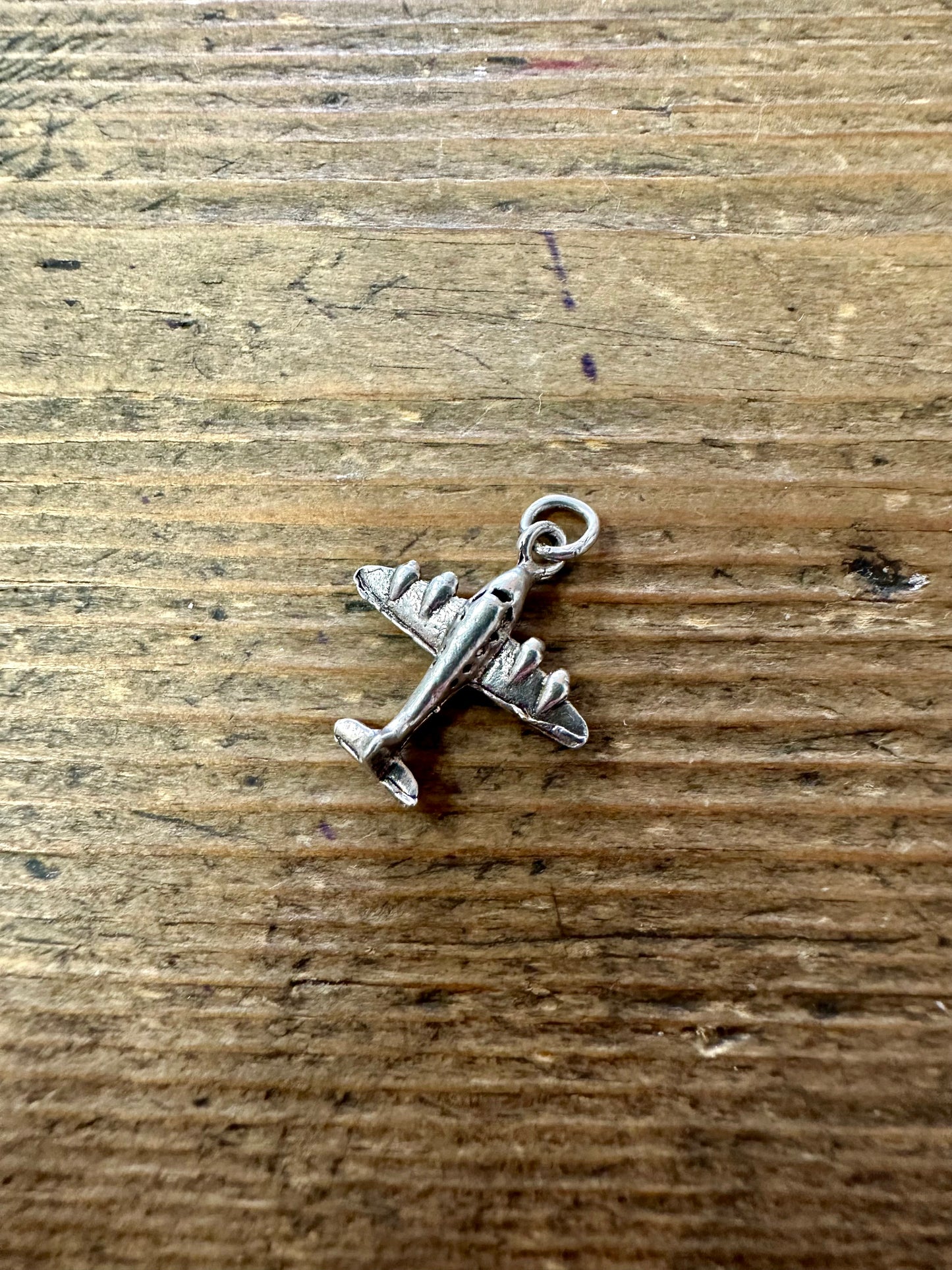 Vintage Plane 925 Silver Charm Pendant