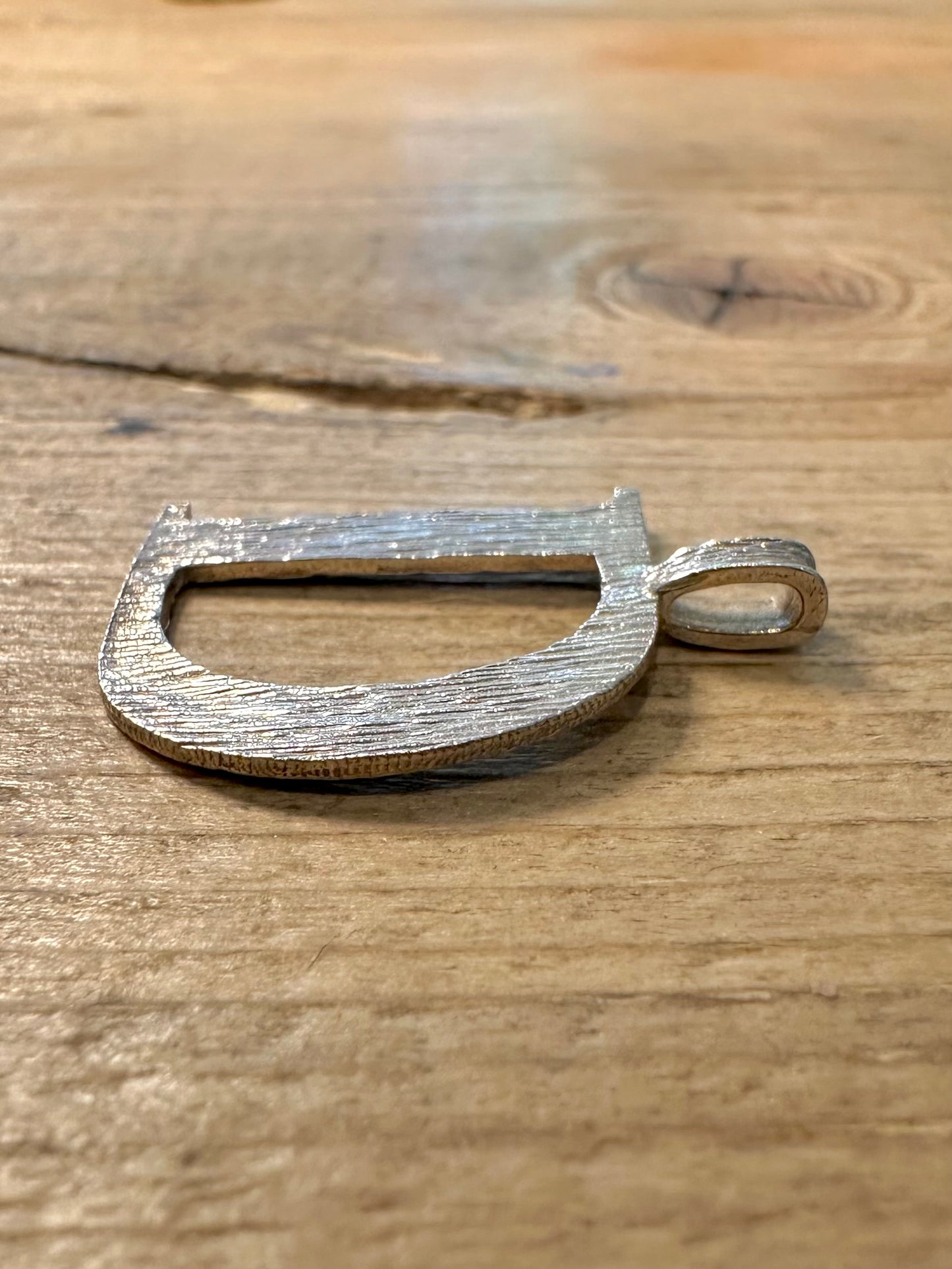 Vintage 1975 Bark Effect D Letter 925 Silver Pendant