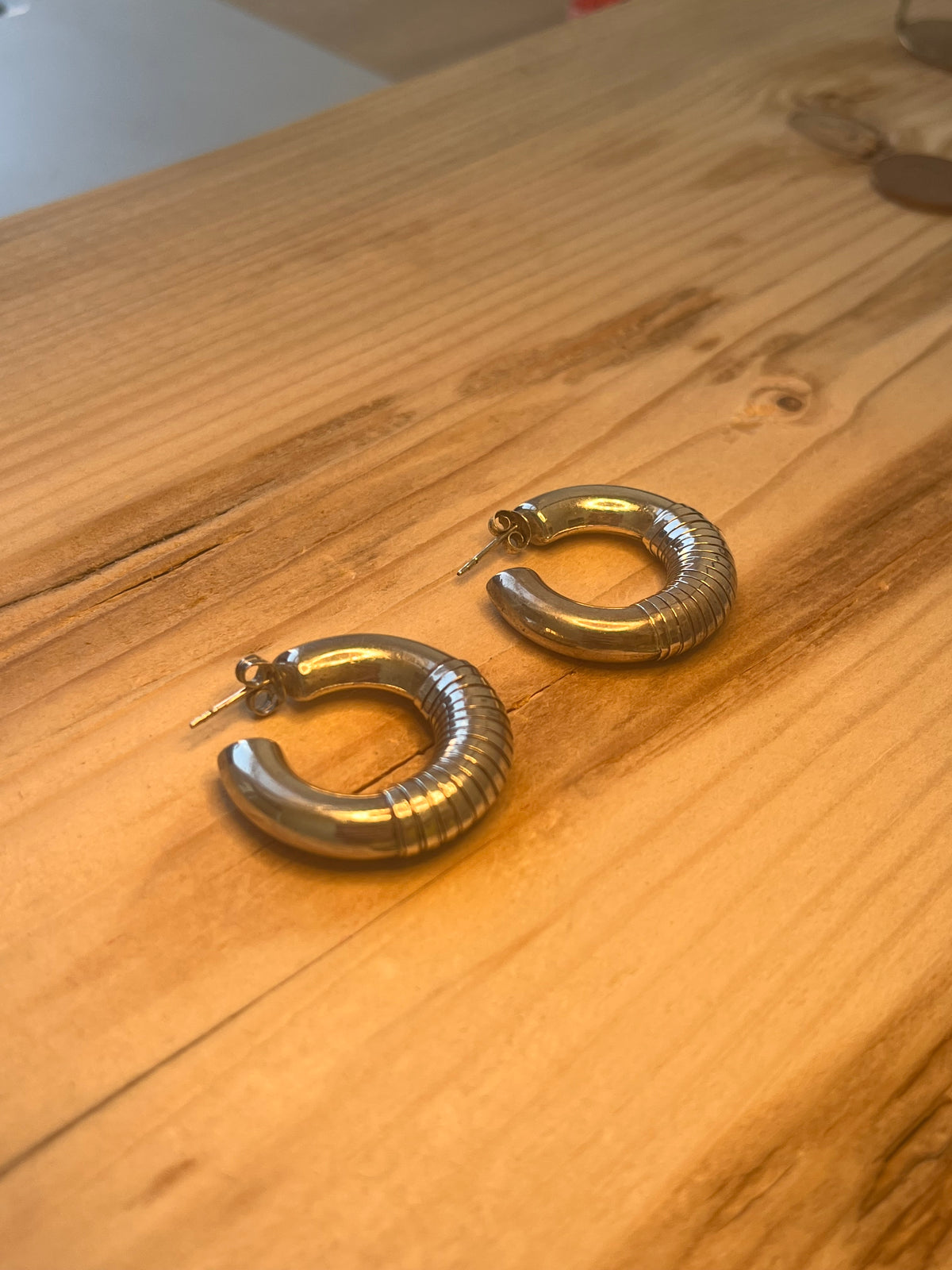 Chunky Embellished Half Hoops 925 Sterling Silver Earrings