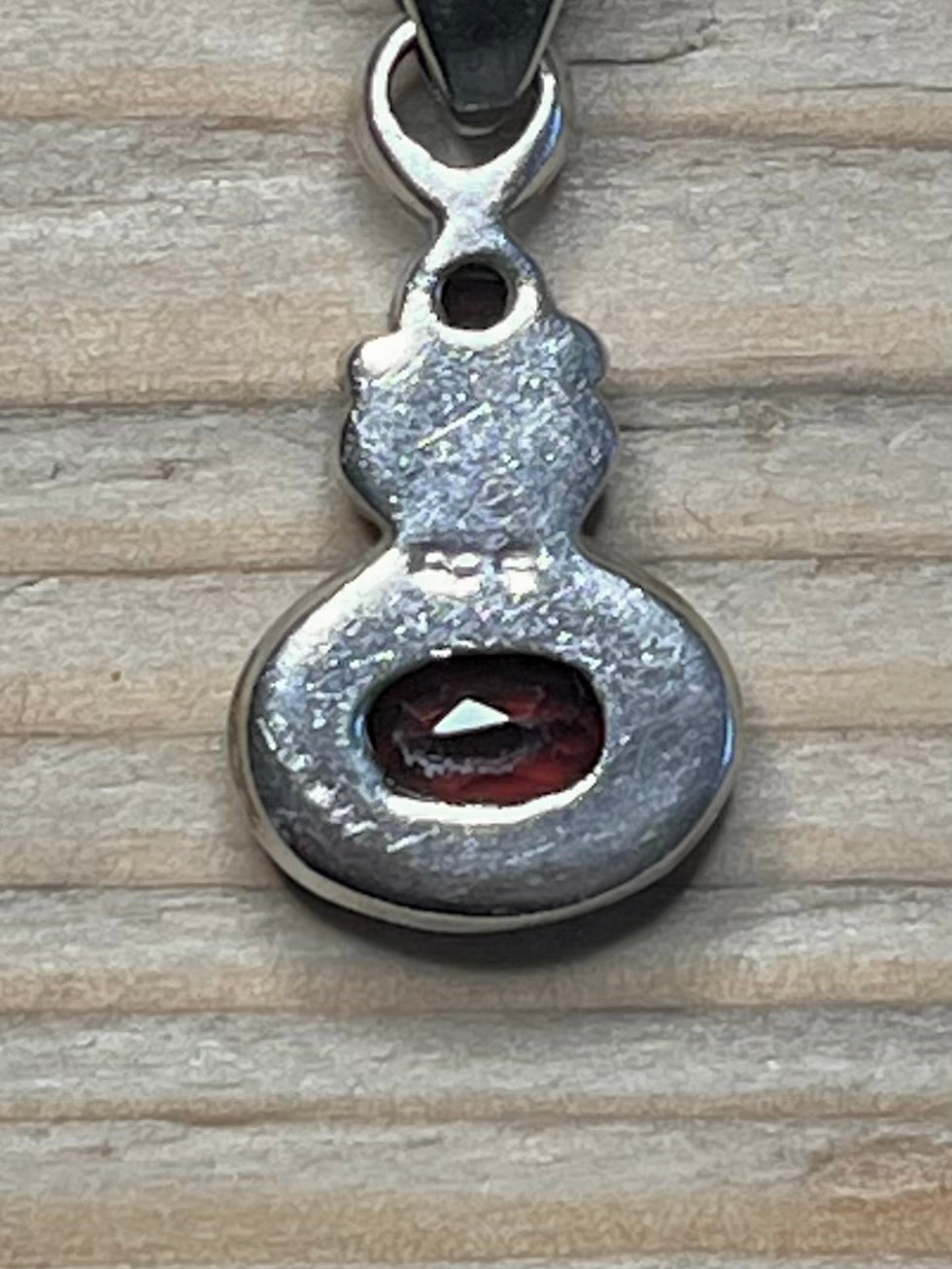Garnet Double Swirl Mount 925 Sterling Silver Pendant