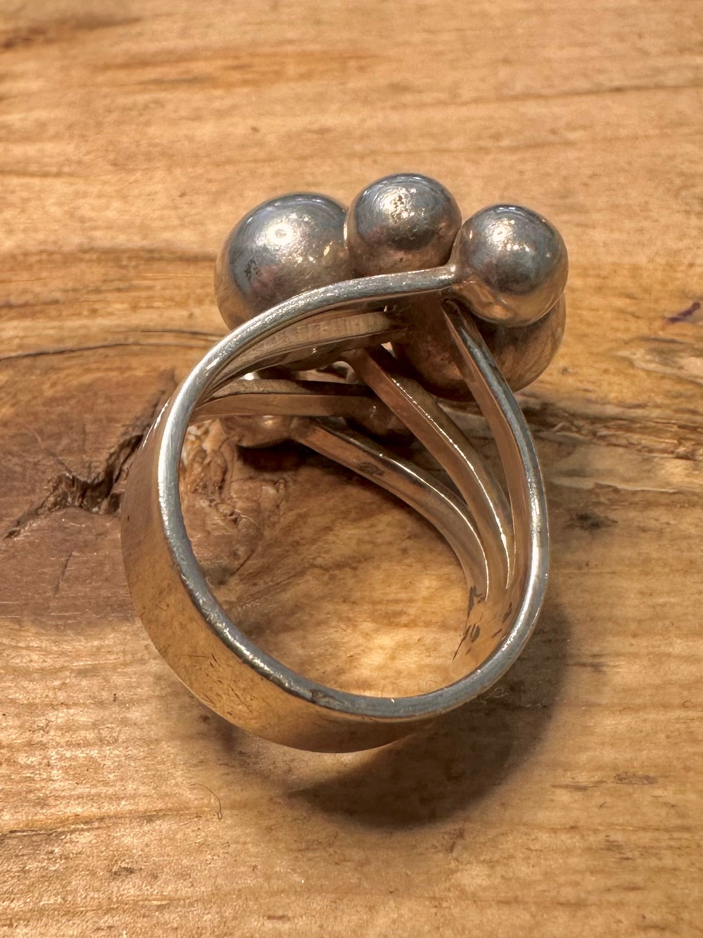 Abstract Multi Ball 925 Silver Mexico Size Q Ring