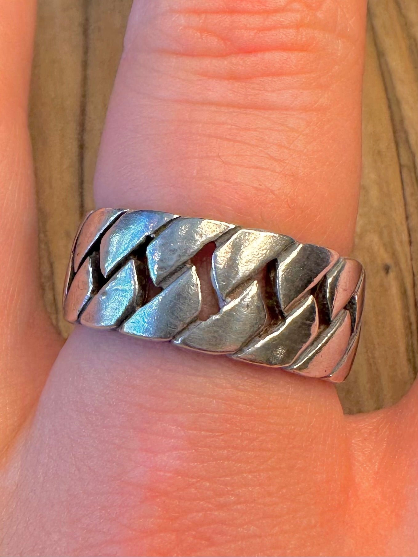 Cuban Link Style Band 925 Sterling Silver Size V Ring