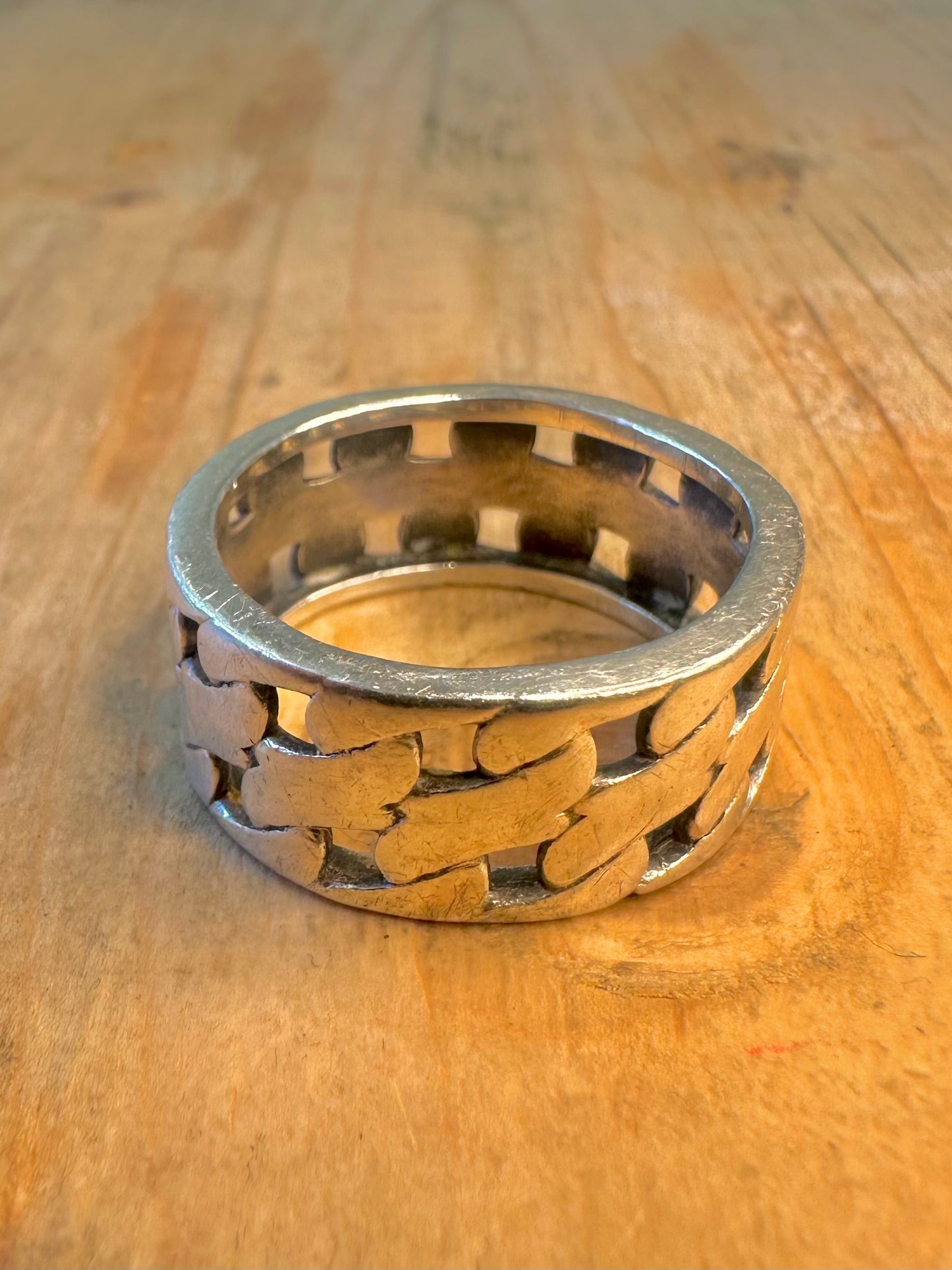 Chain Link Style Band 925 Sterling Silver Size S1/2 Ring