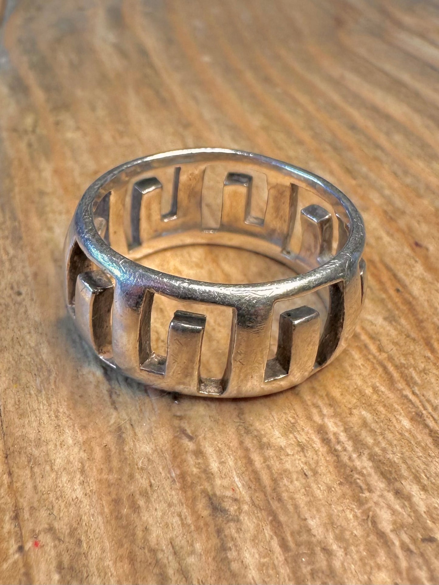 Griechische Mäander-Ring, 925er Sterlingsilber, Größe T1/2