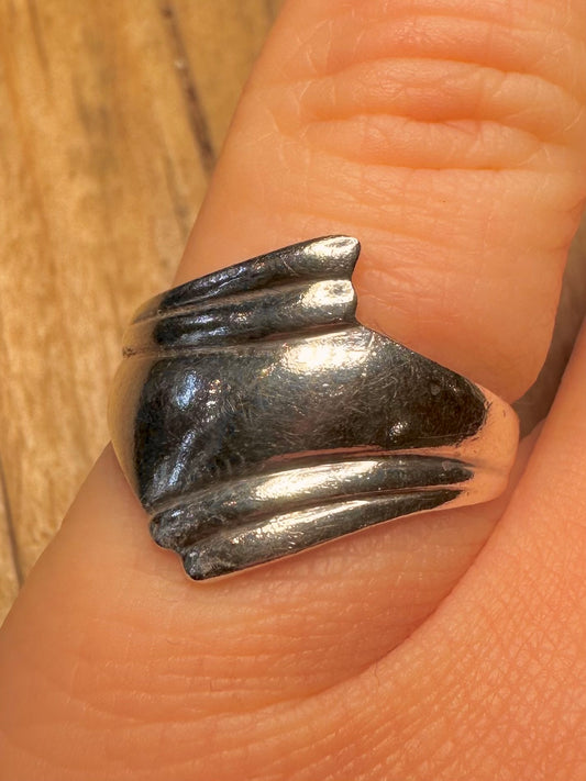 Abstract Shaped 925 Sterling Silver Size M Ring