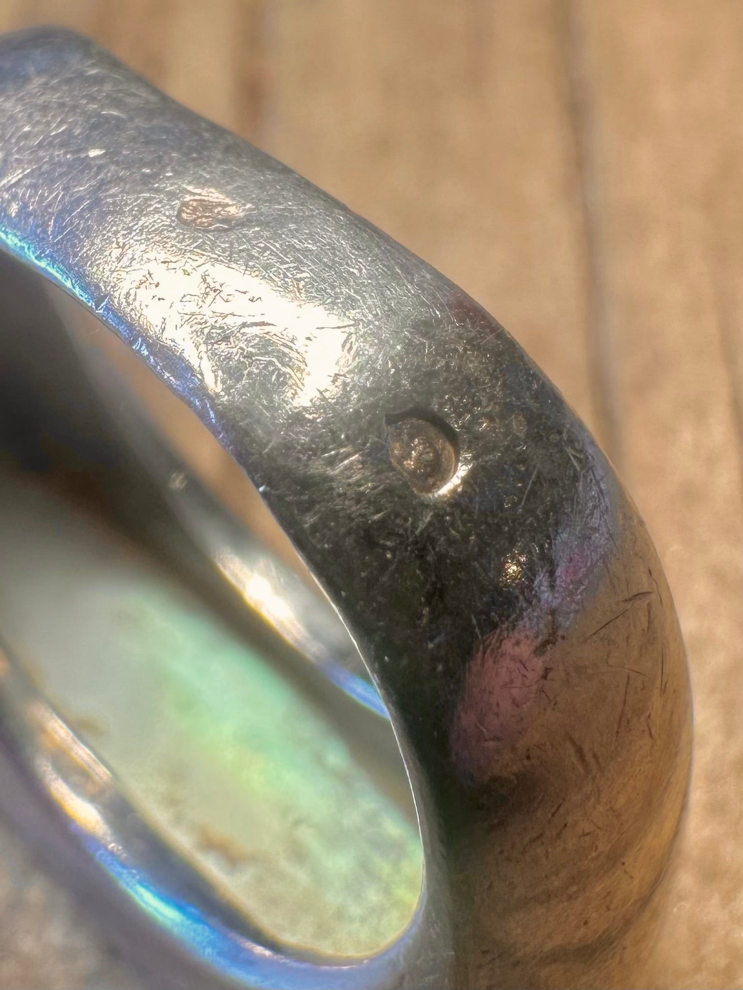 Abstract Mother of Pearl Bar 925 Sterling Silver Size O Ring