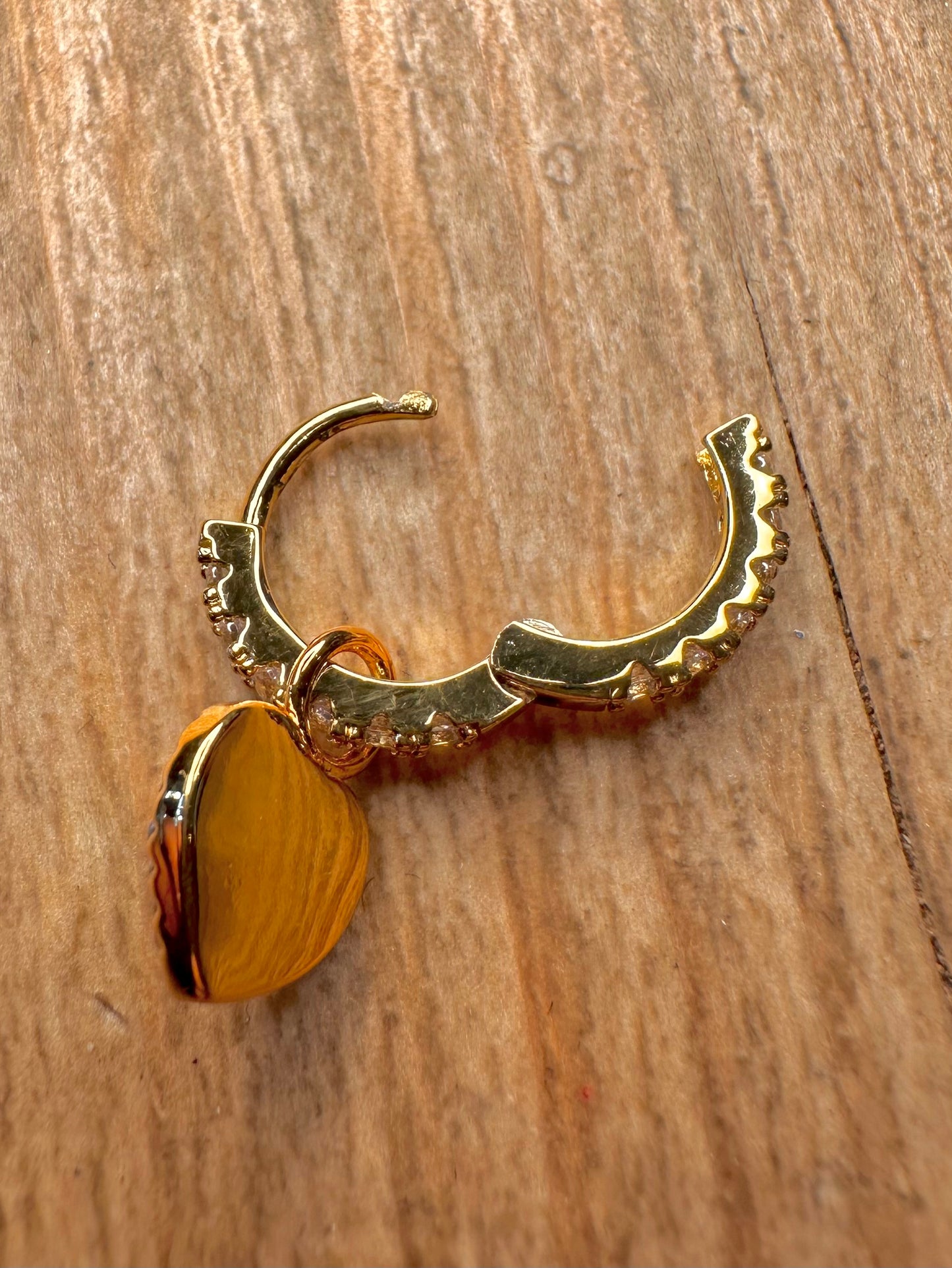 Modern CZ Stone and Green Heart Gold on 925 Sterling Silver Earrings