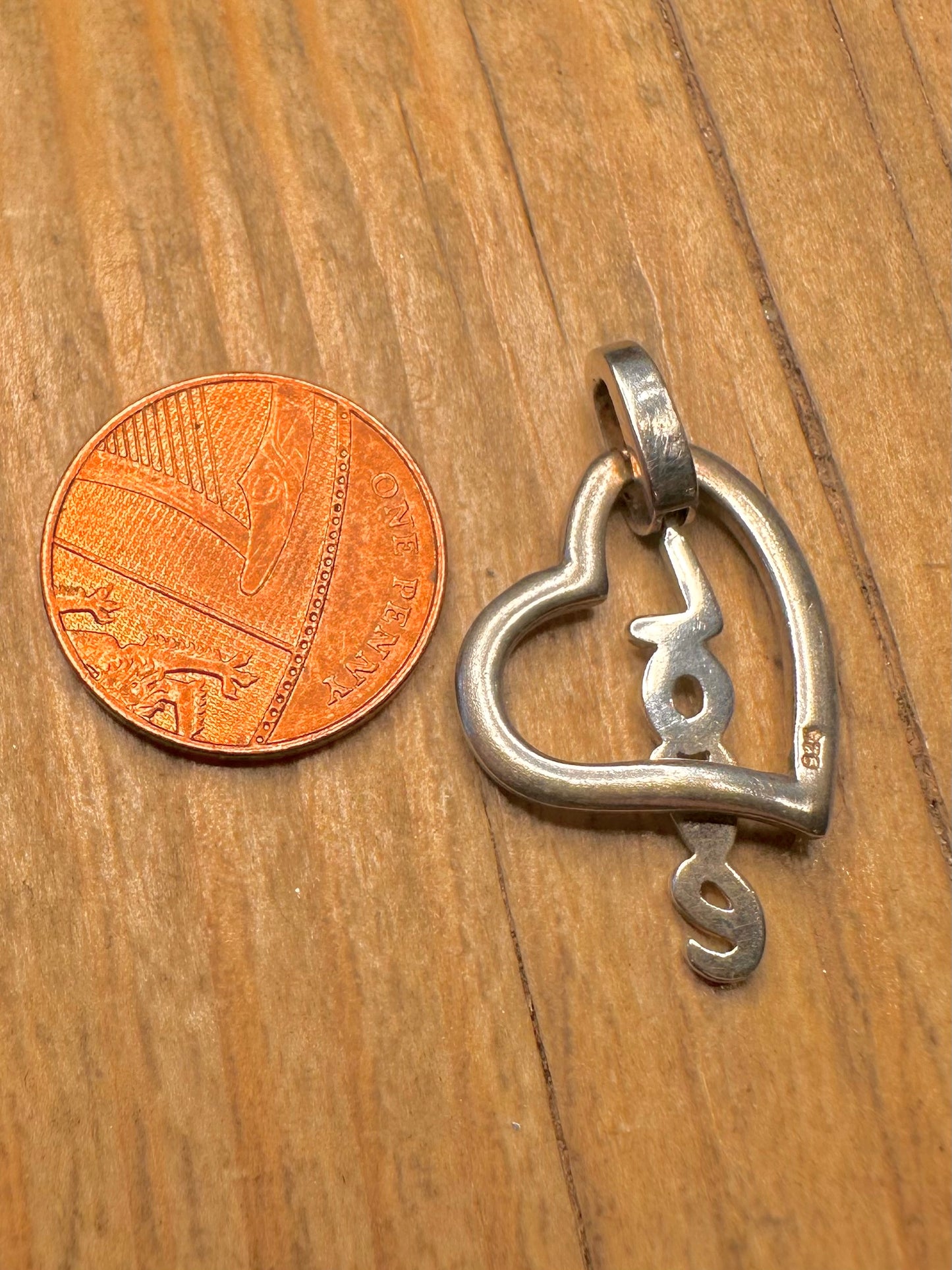 Vintage Heart Love White CZ Stone 925 Sterling Silver Pendant