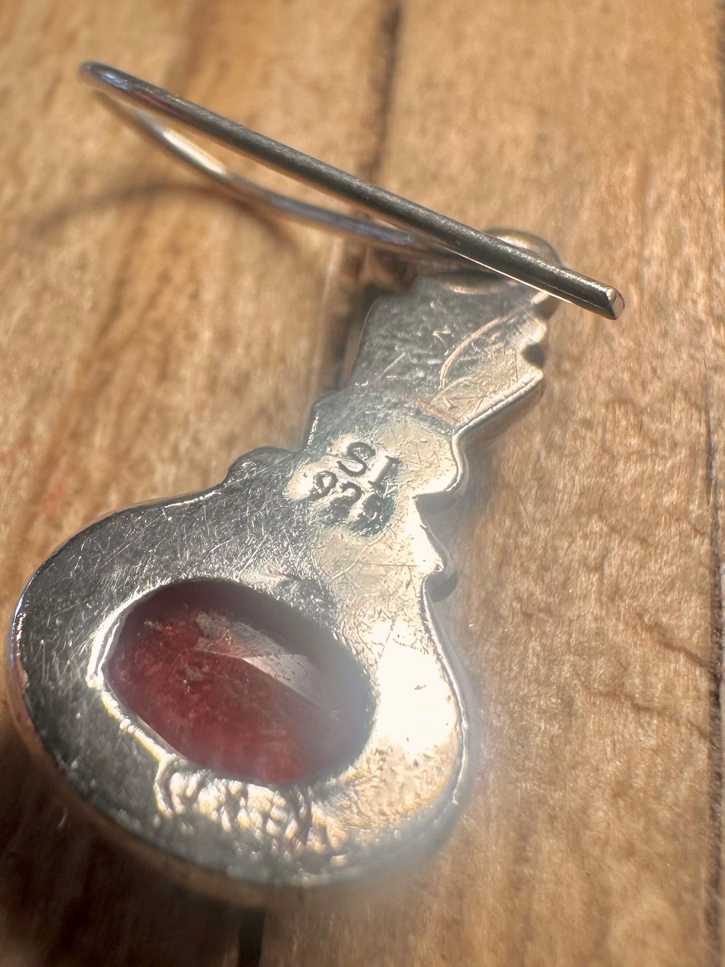 Vintage Ornate Red Gemstone 925 Sterling Silver Earrings