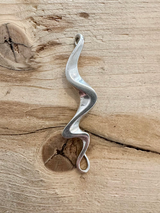 Abstract Wavy Solid 925 Silver Pendant