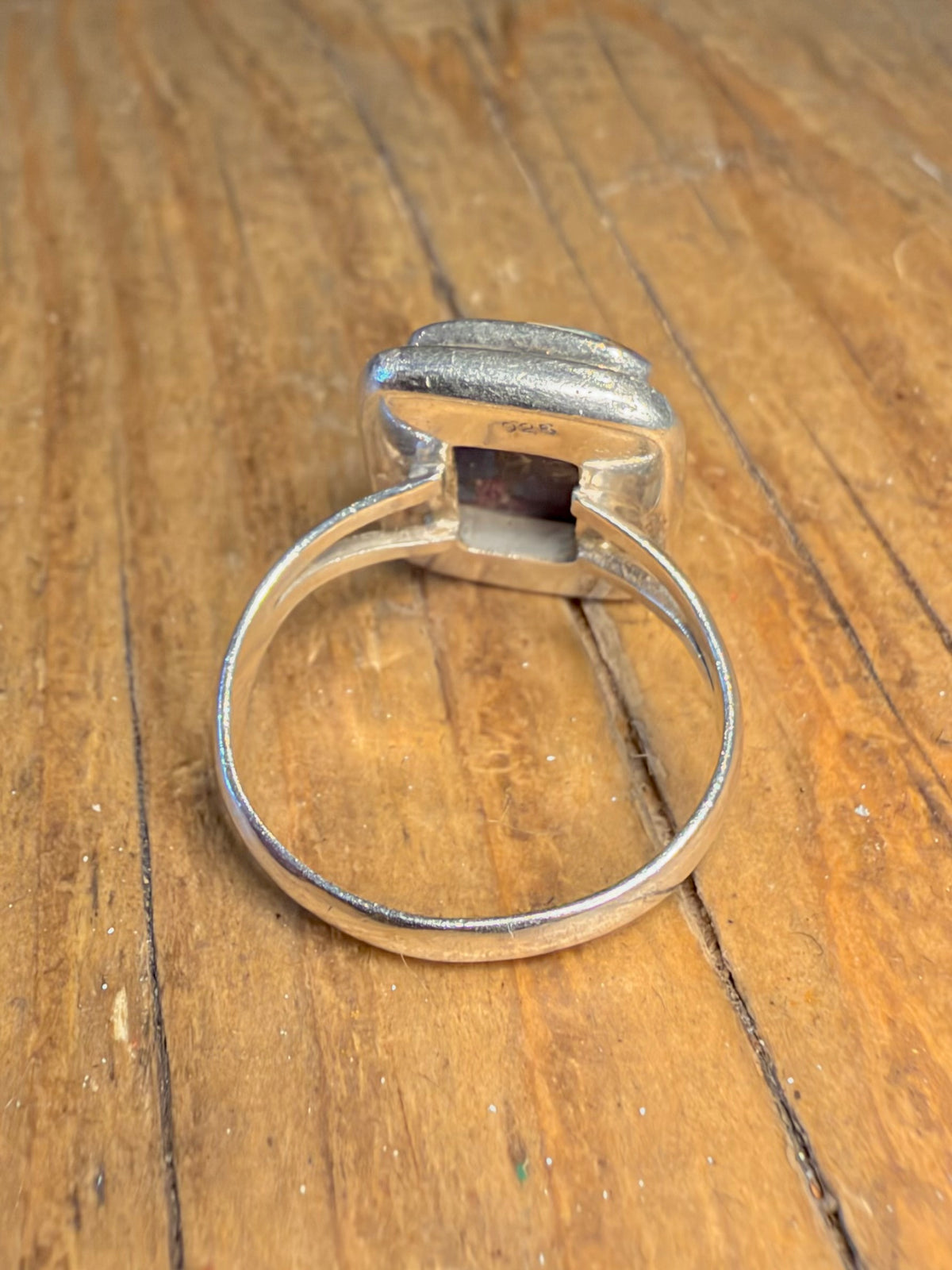 Purple Copper Turquoise Rectangle 925 Sterling Silver Size Q Ring