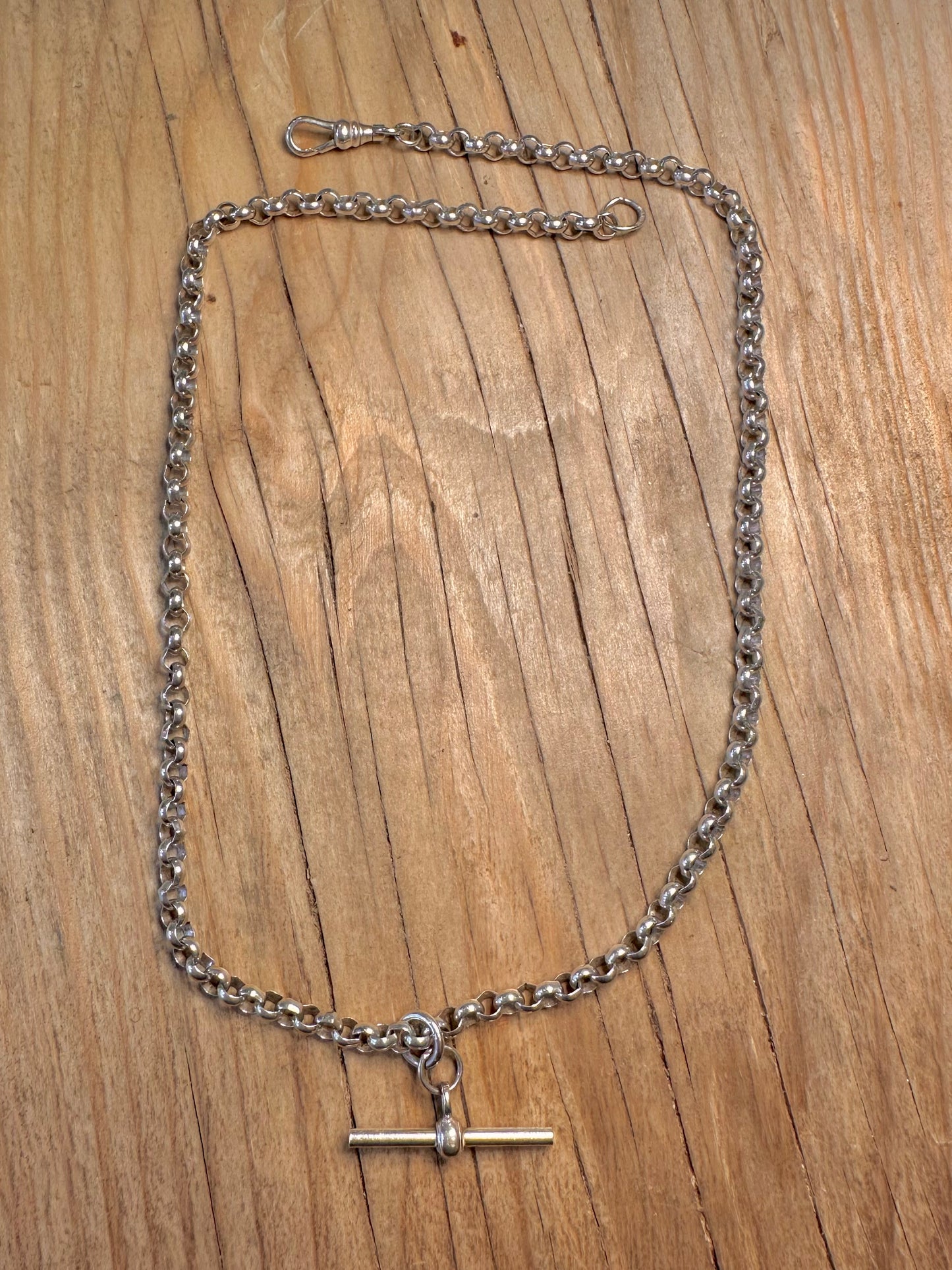 Vintage Albert Clasp Belcher T Bar 925 Sterling Silver 18 inch Necklace