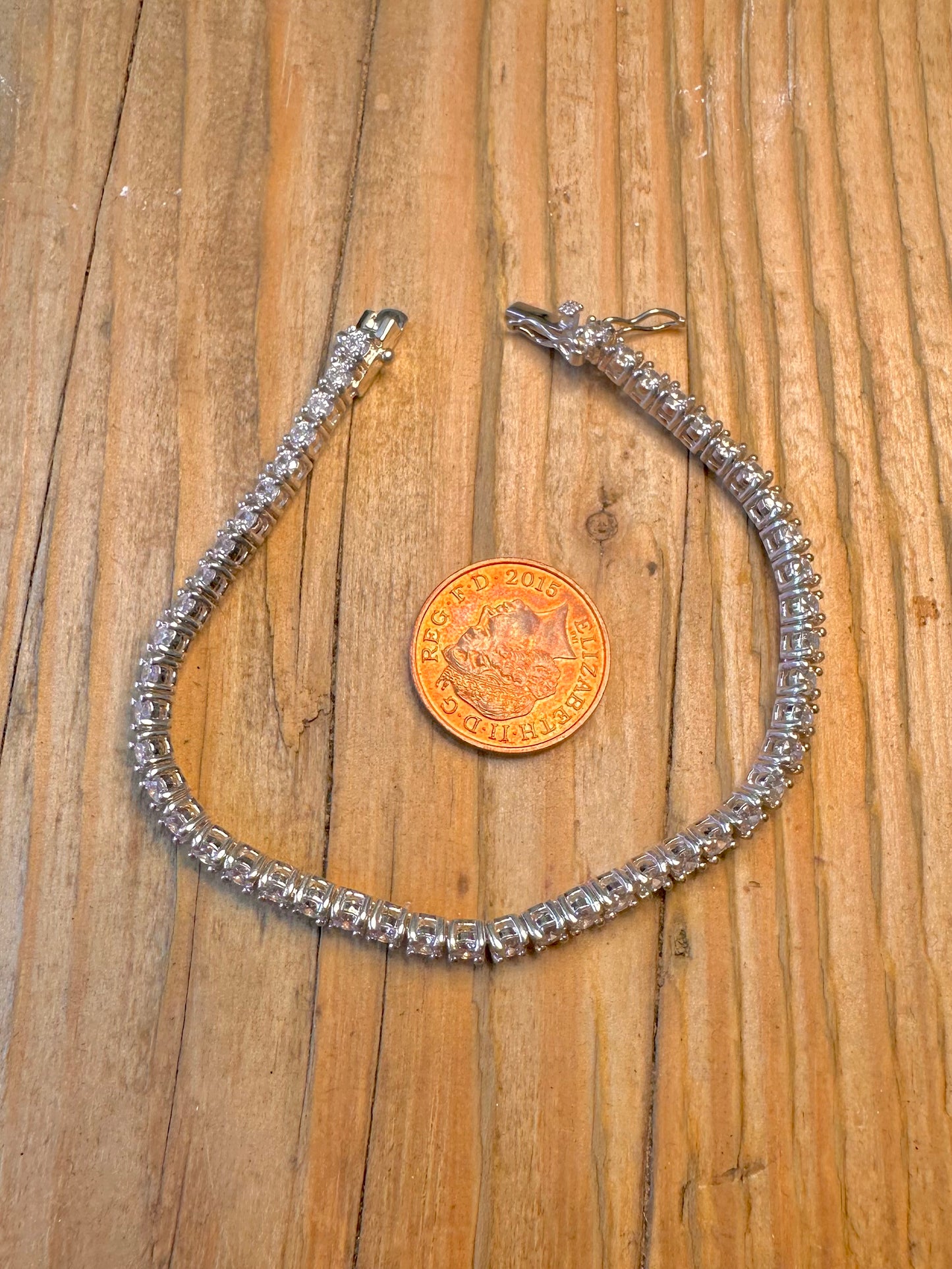 White CZ Stone Tennis Bracelet 925 Sterling Silver 7 inch Bracelet