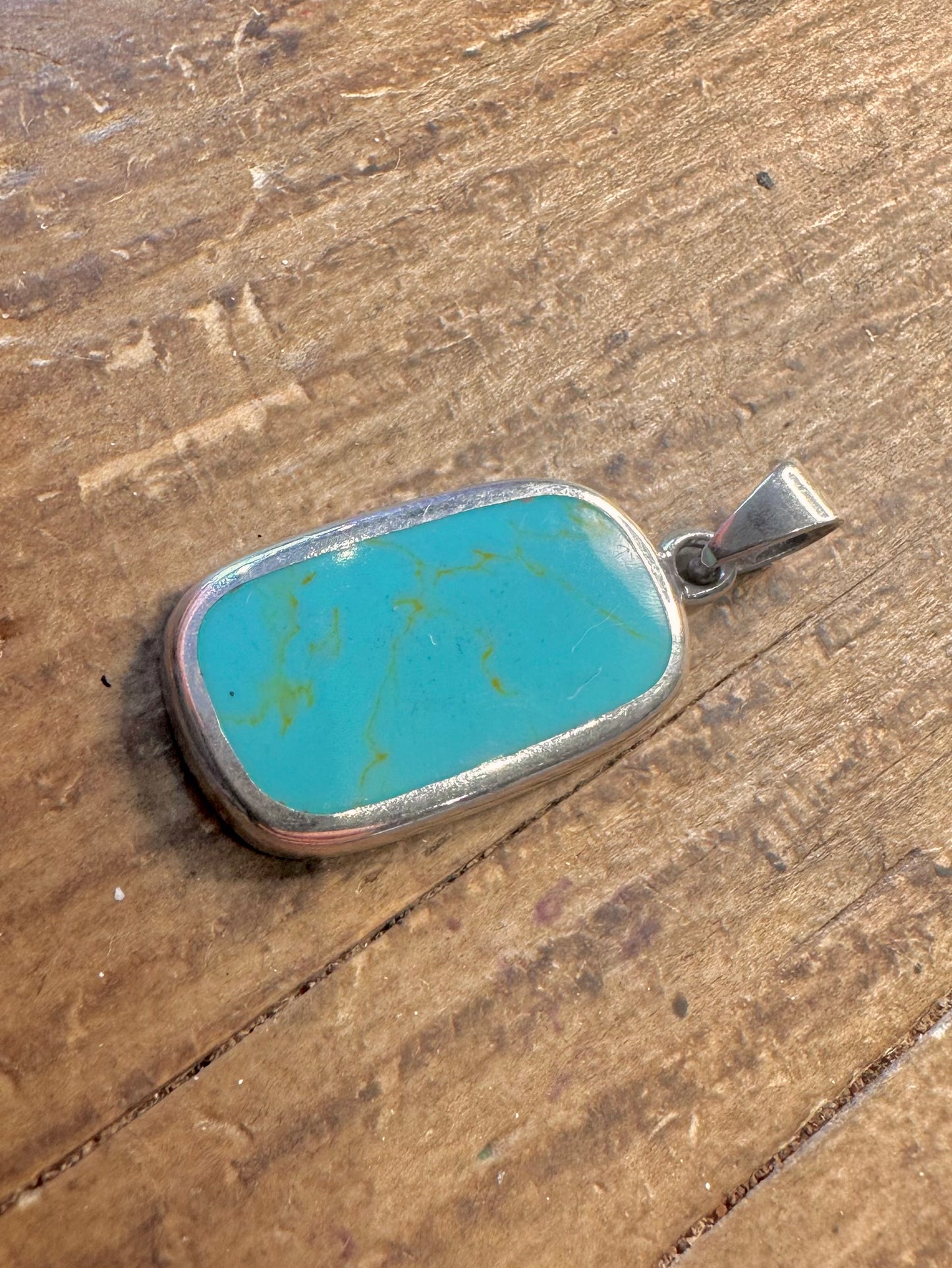 Turquoise Rectangle 925 Sterling Silver Pendant