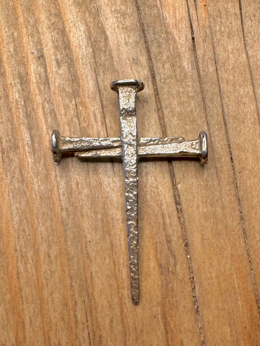 Vintage Nail Cross 925 Sterling Silver Pendant