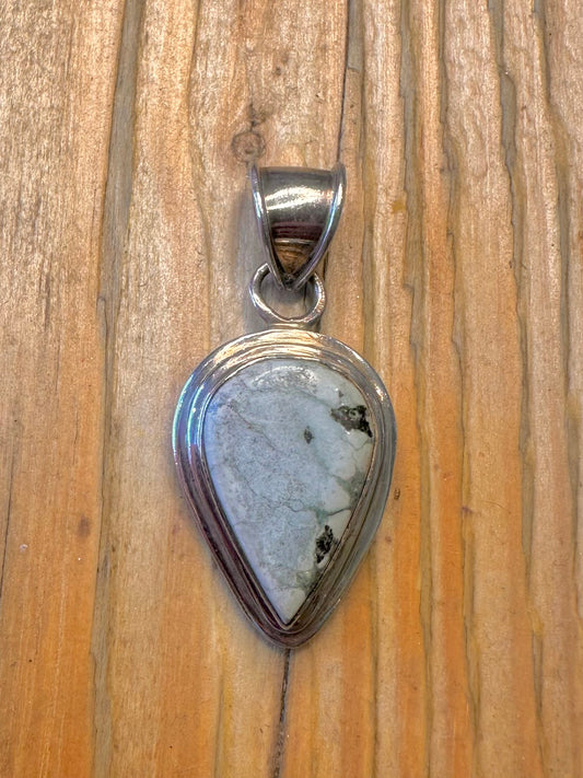 White and Black Agate 925 Sterling Silver Pendant