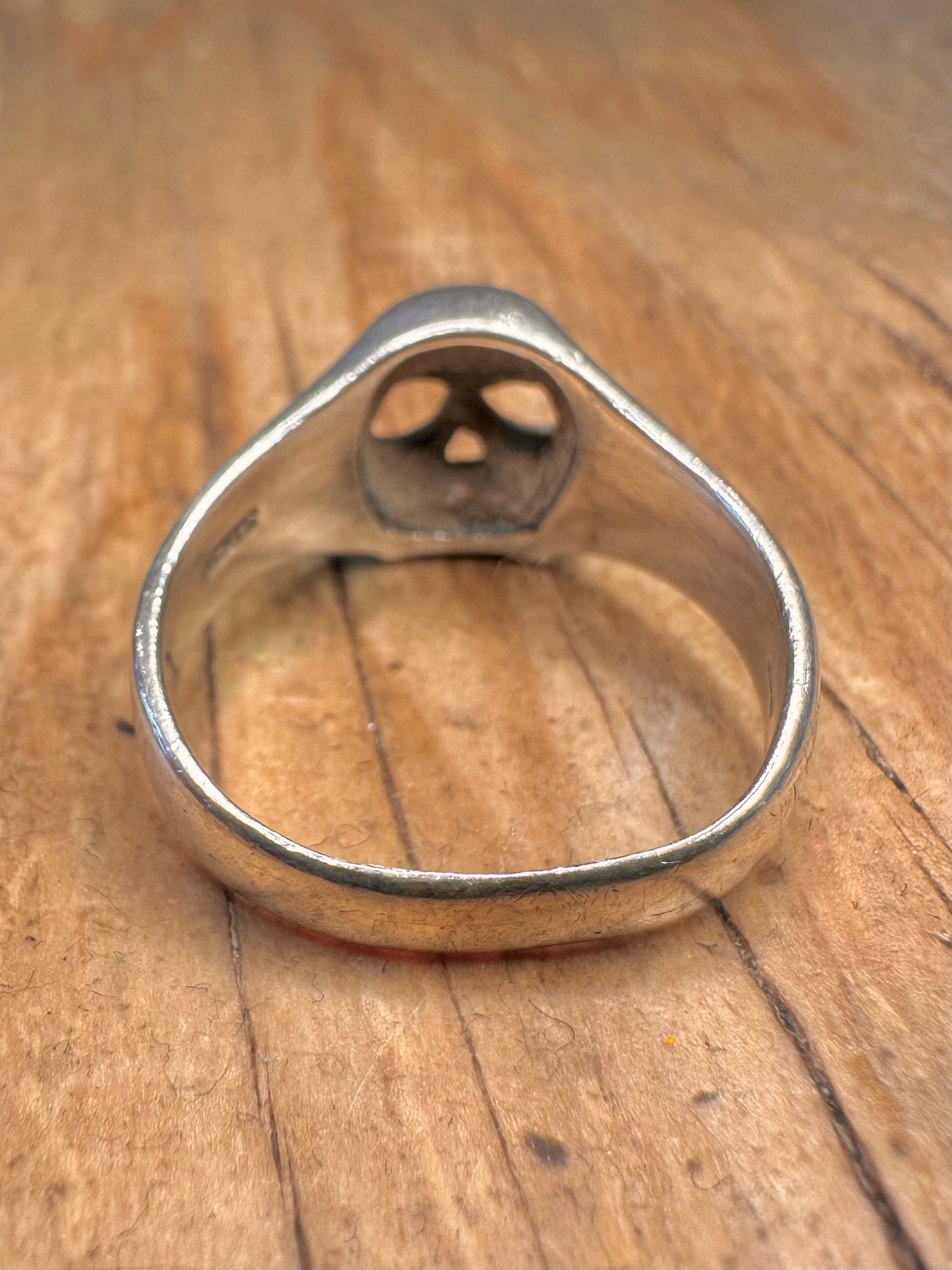 Vintage Skull Head 925 Sterling Silver Size O Ring