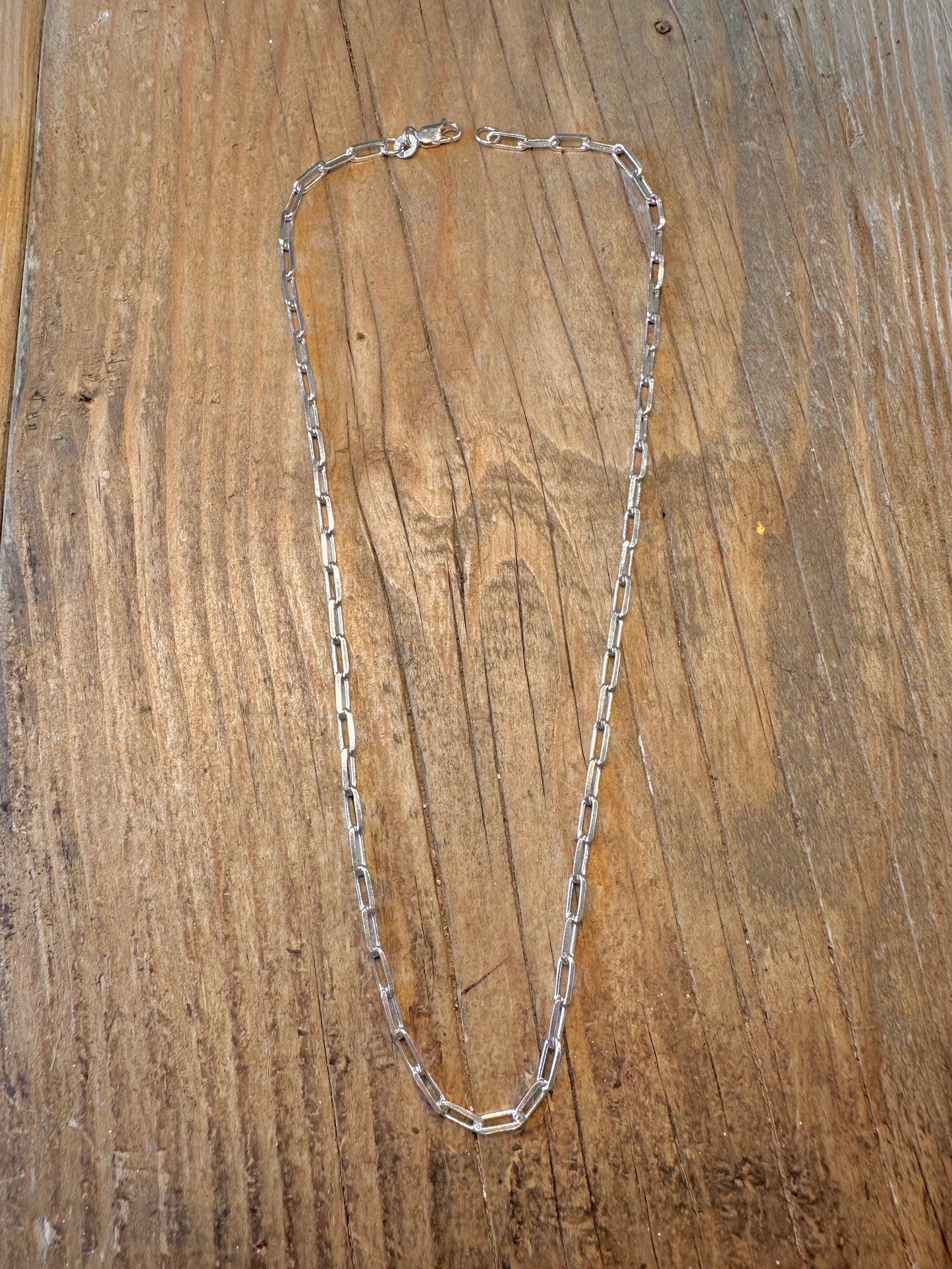 Paper Link Chain 925 Sterling Silver 16 inch Necklace