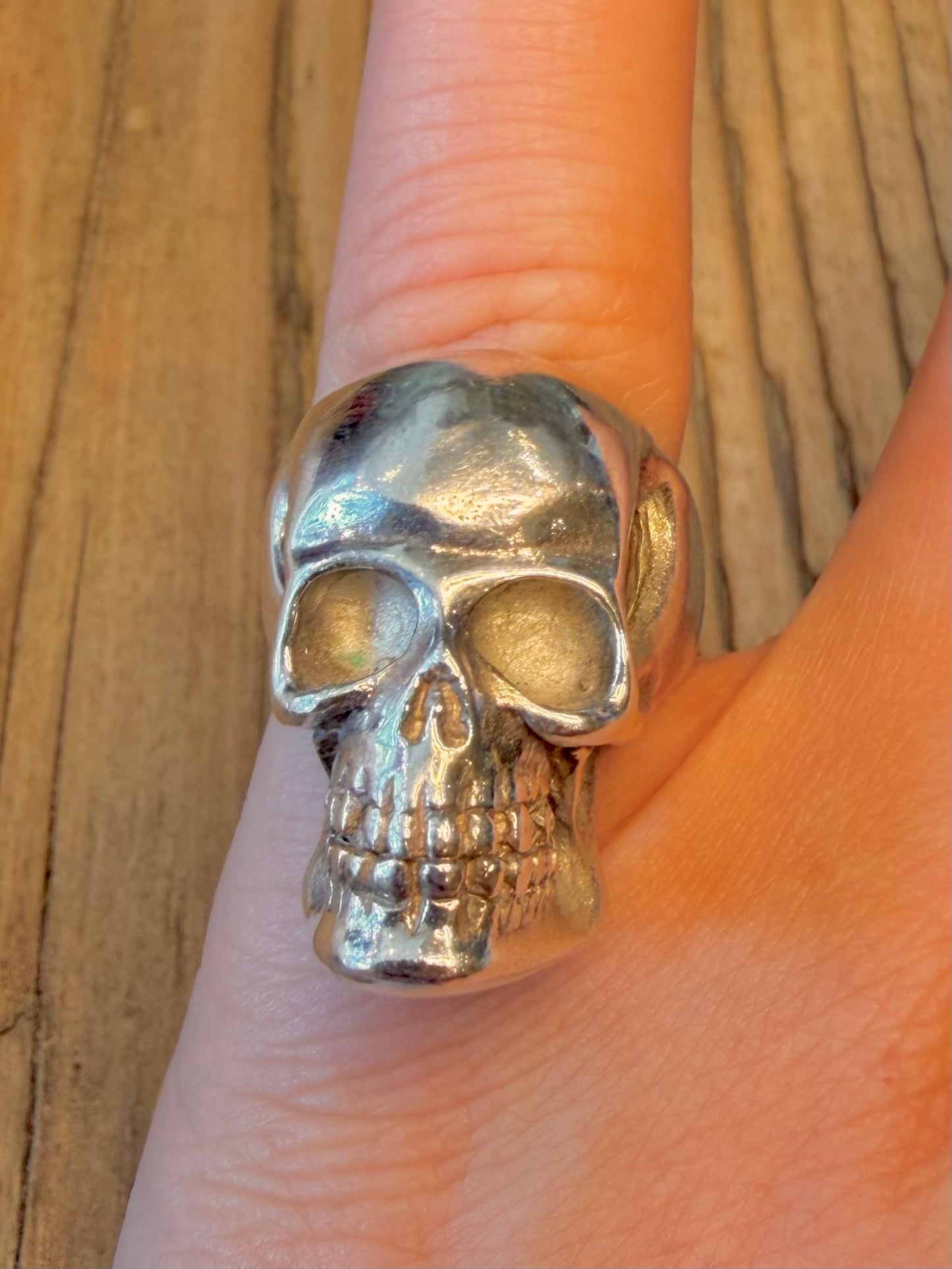 Heavy Skull 925 Sterling Silver Size O Ring