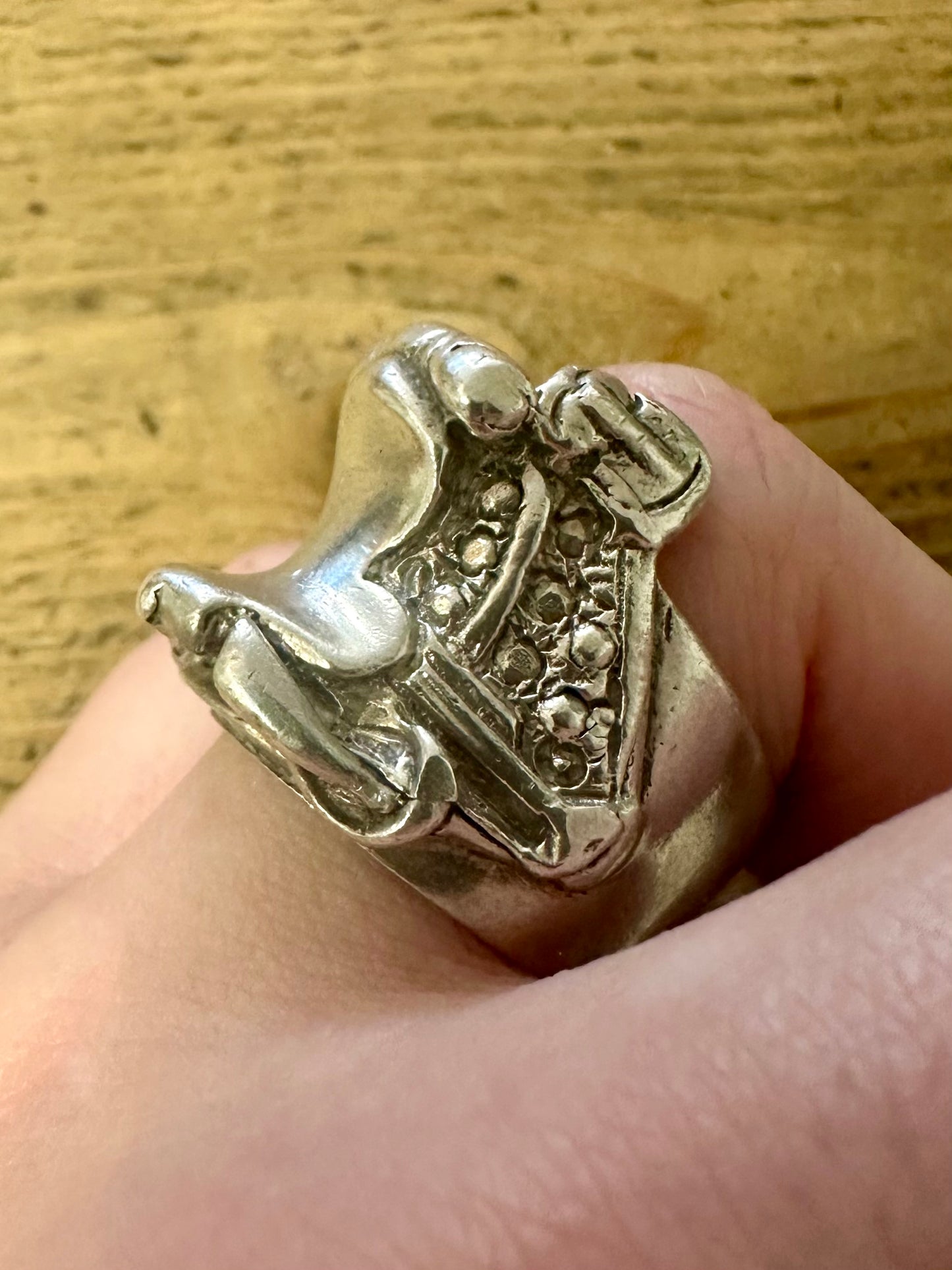 Vintage Large Heavy Saddle 925 Silver Size W1/2 Ring