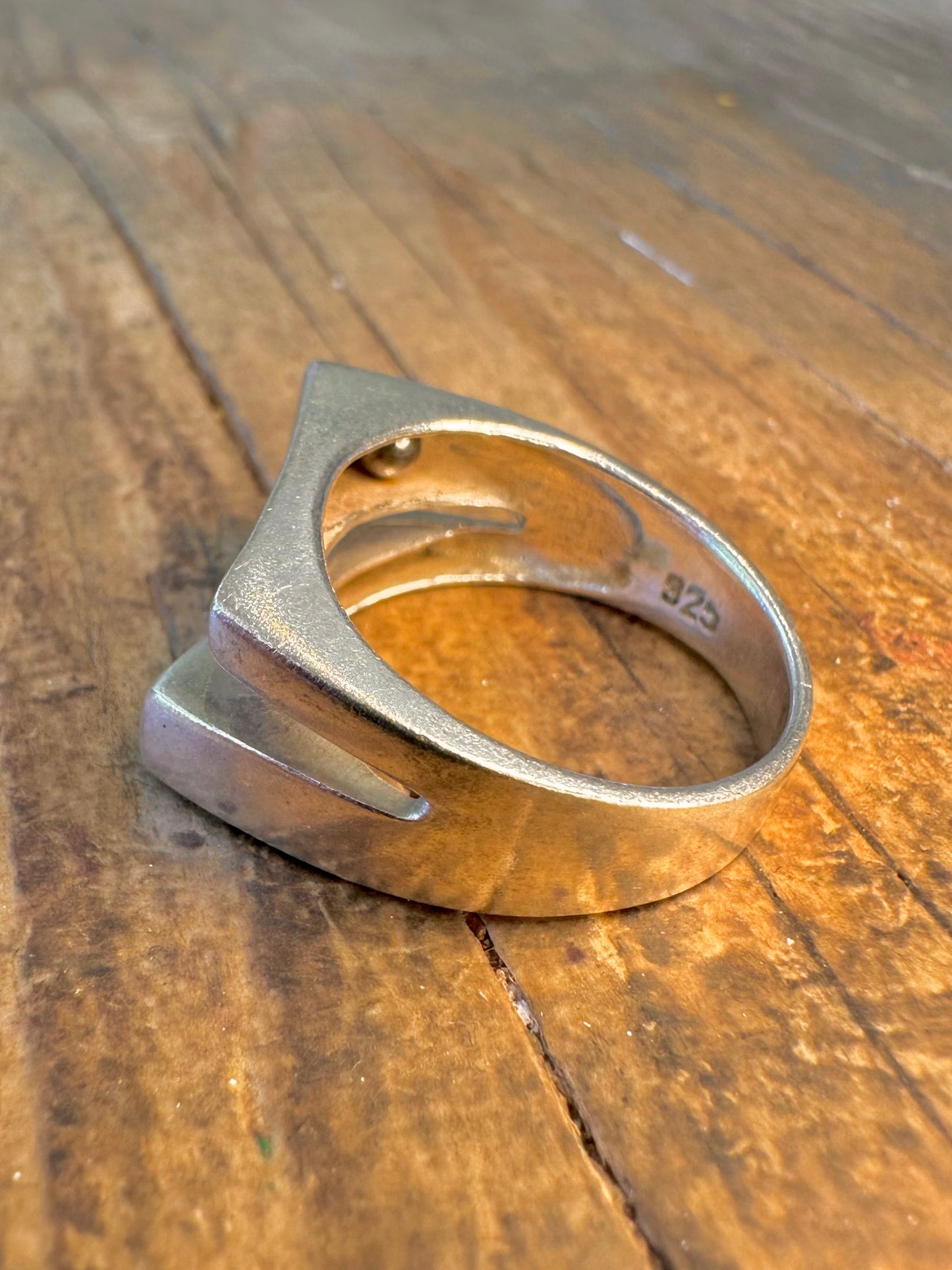 Abstract Overlapping Rectangles 925 Sterling Silver Size Q Ring