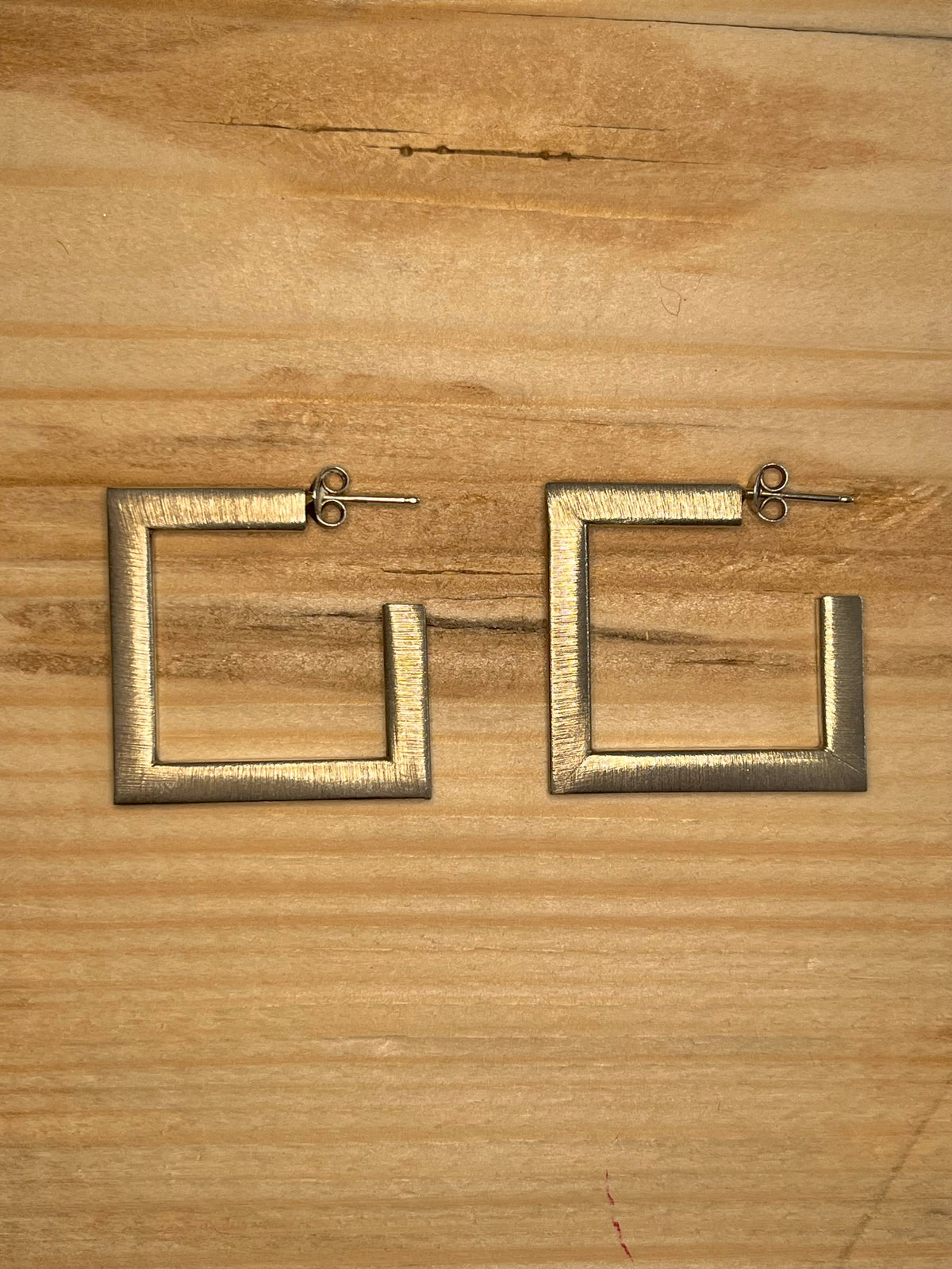 Textured Square Darker 925 Sterling Silver Hoop Earrings