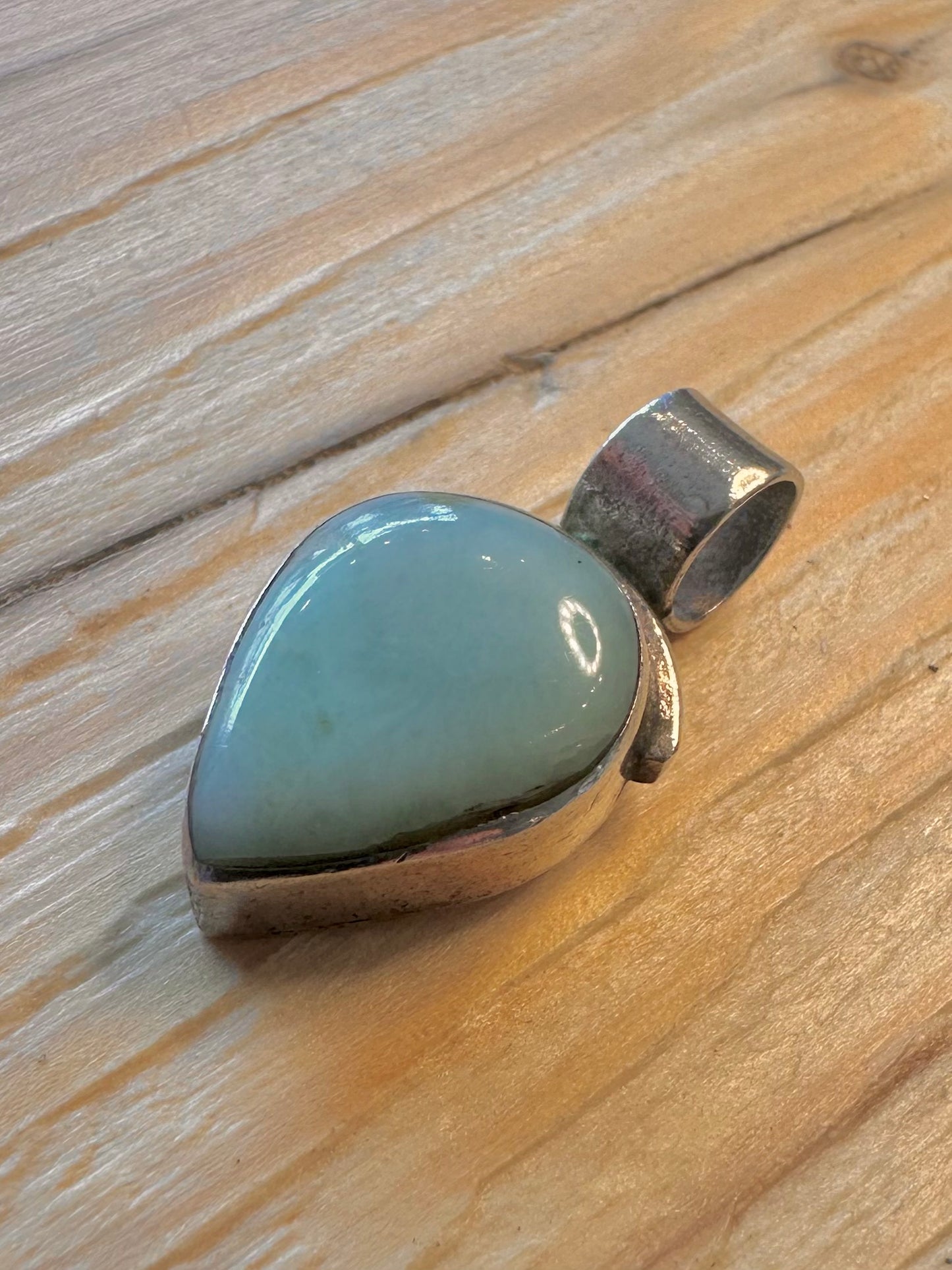 Vintage Larimar Triangle 925 Silver Pendant