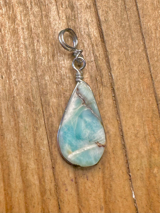 Modern Larimar 925 Sterling Silver Pendant