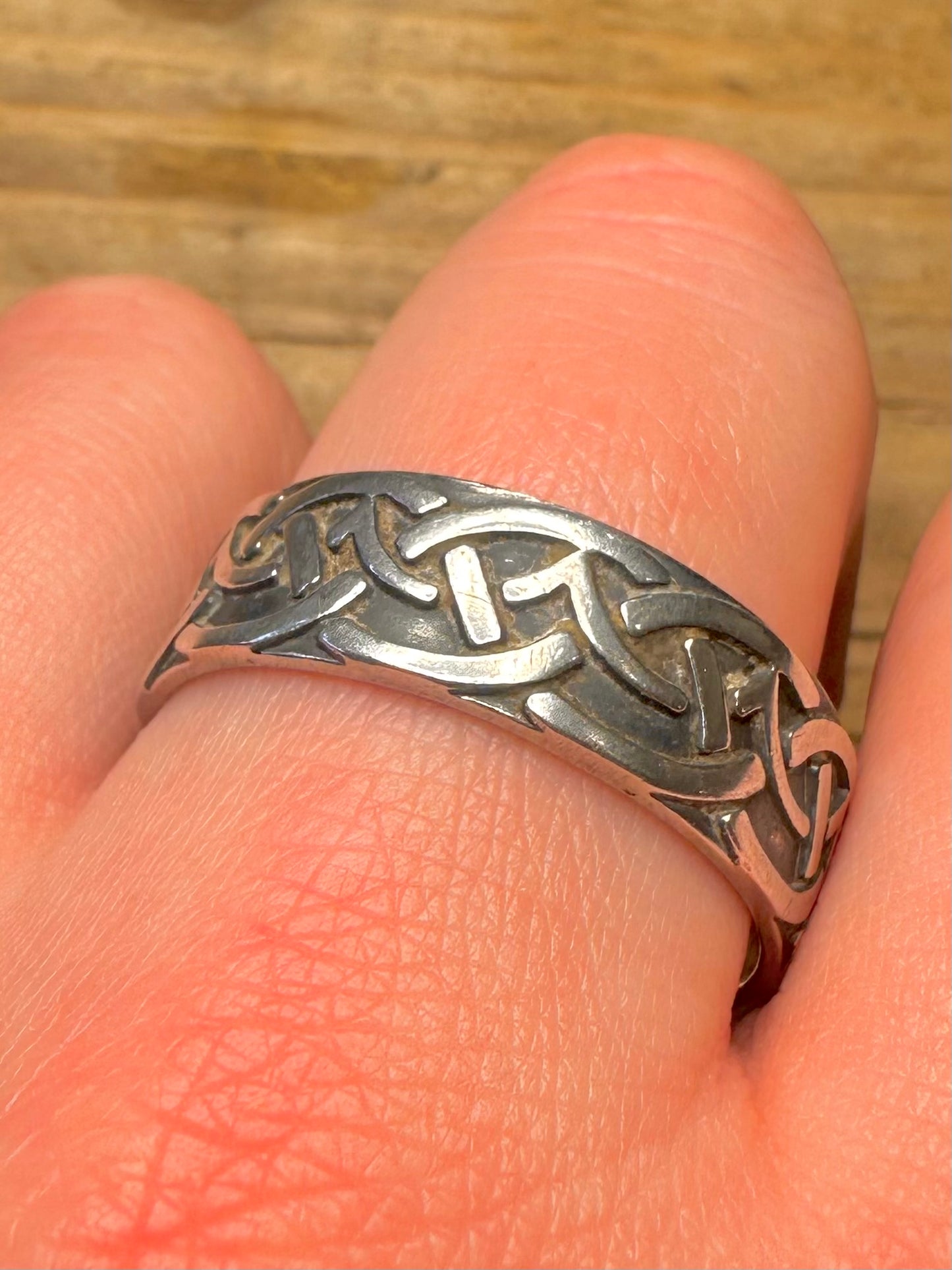 Vintage Celtic Band 925 Sterling Silver Size Z+5 Ring