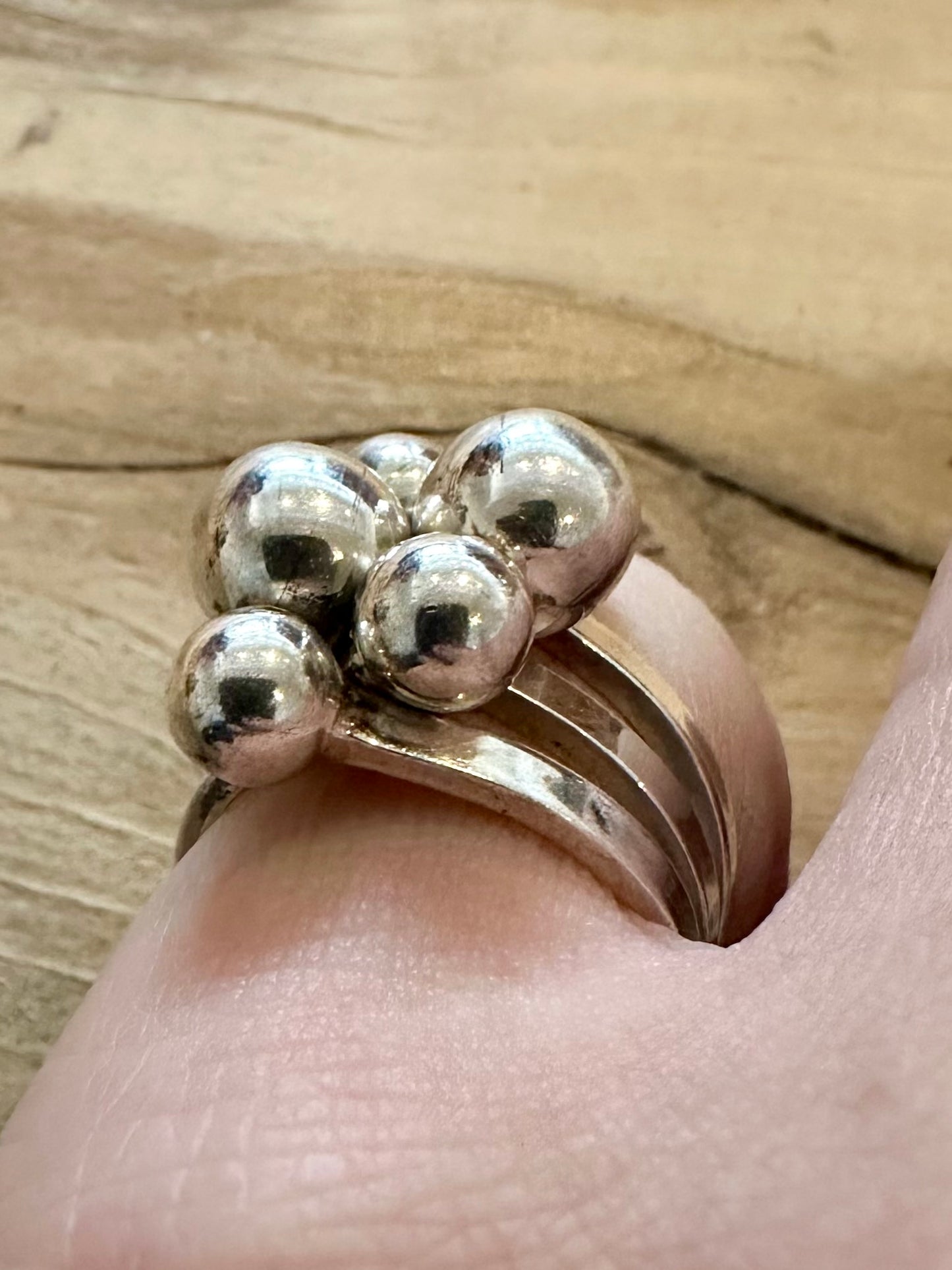 Abstract Chunky Ball Cluster 925 Silver Size O Ring