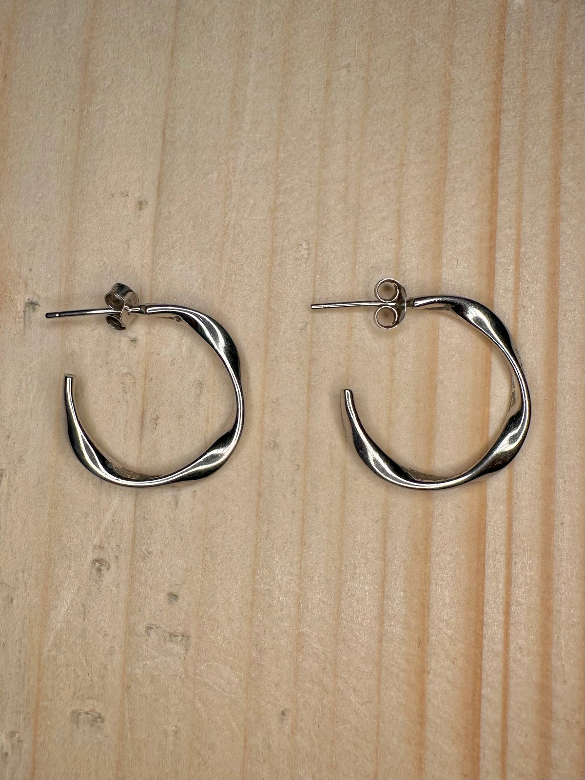 Flat Twist Hoops 925 Sterling Silver Earrings